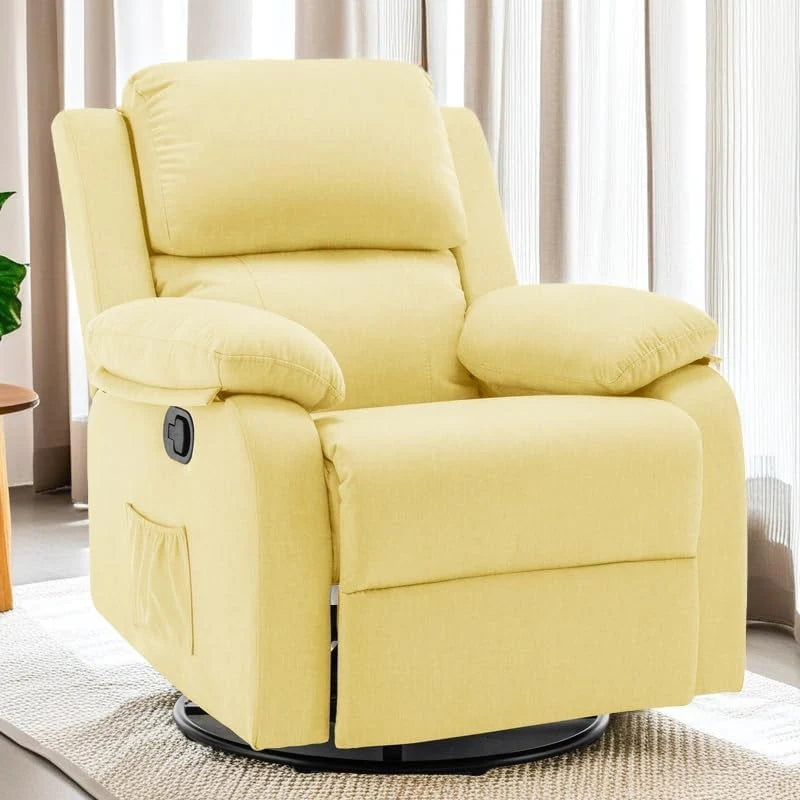 Reclining rocking chair 360 degree rotating fabric sliding reclining chair