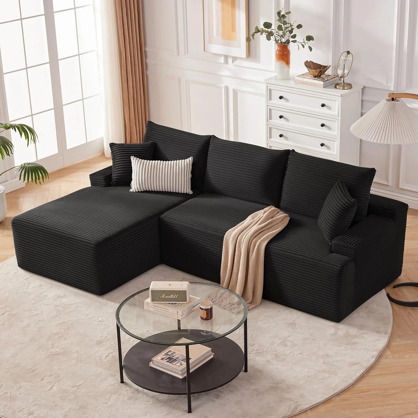 110-inch cloud sofa, boneless sofa in the living room, modular sofa with deep seats