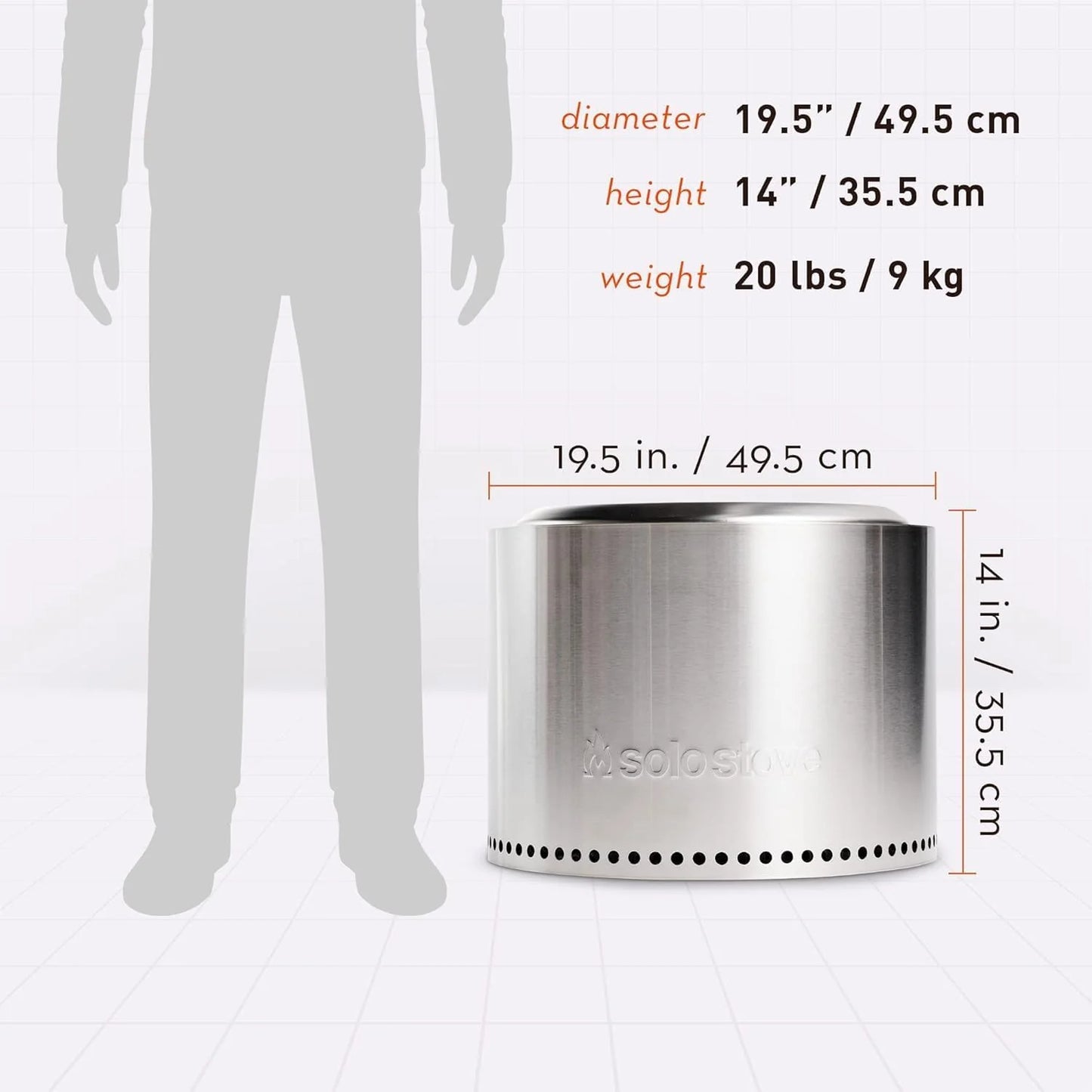 Solo Stove Bonfire 2.0 with Stand, 19.5 Inch Smokeless Fire Pit with Removable Ash Pan - Portable Outdoor Fire Pit - Stainless Steel Wood Burning Fireplace, Ideal for 4-6 People, 21.75 lbs