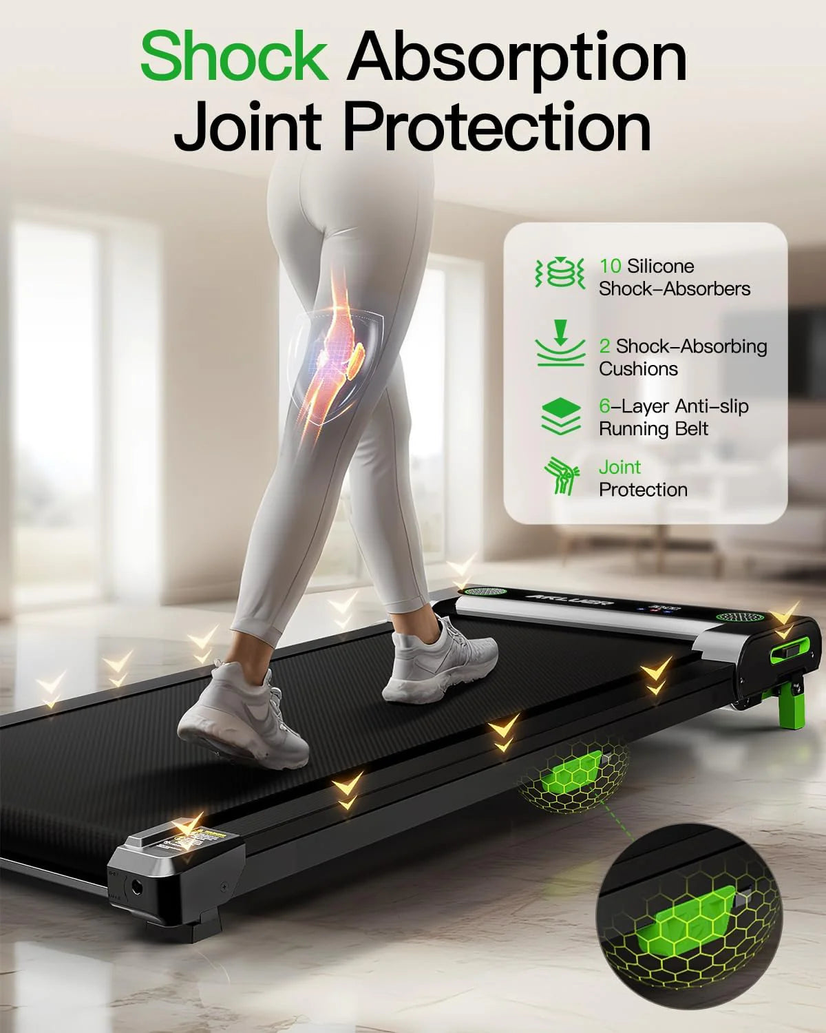Akluer Inclined Home Treadmill 2.5 HP Small Under-Desk Treadmill with Remote Control and LED Display