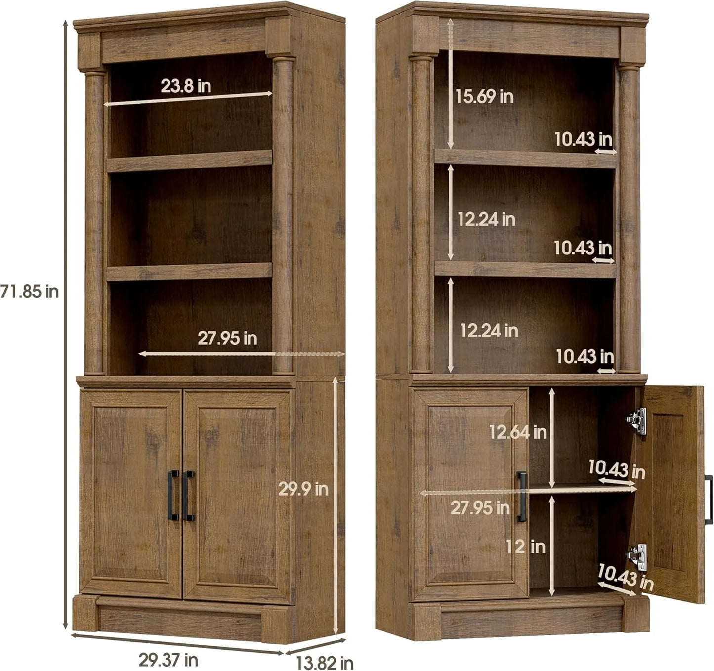 70-Inch Tall White Bookcase 5 Tiers Shelves Open Storage Bookshelf