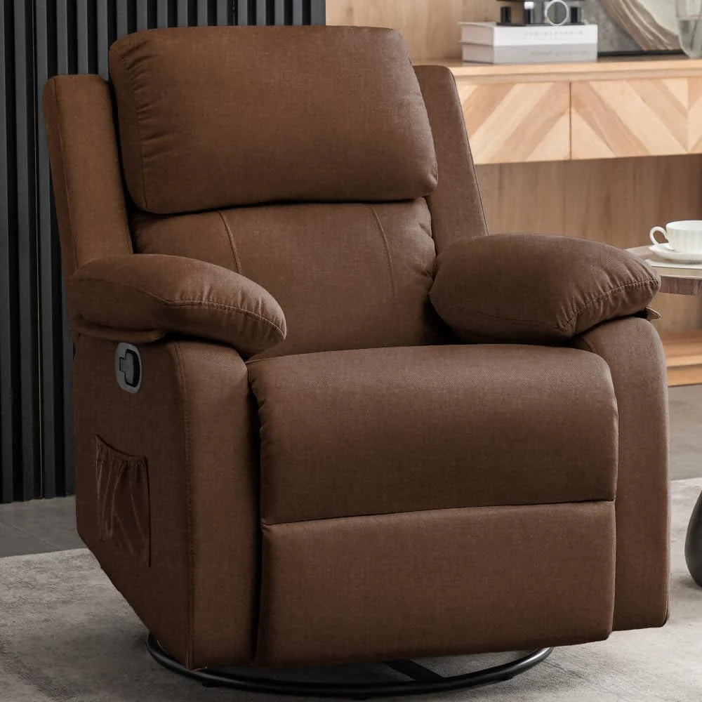 Reclining rocking chair 360 degree rotating fabric sliding reclining chair
