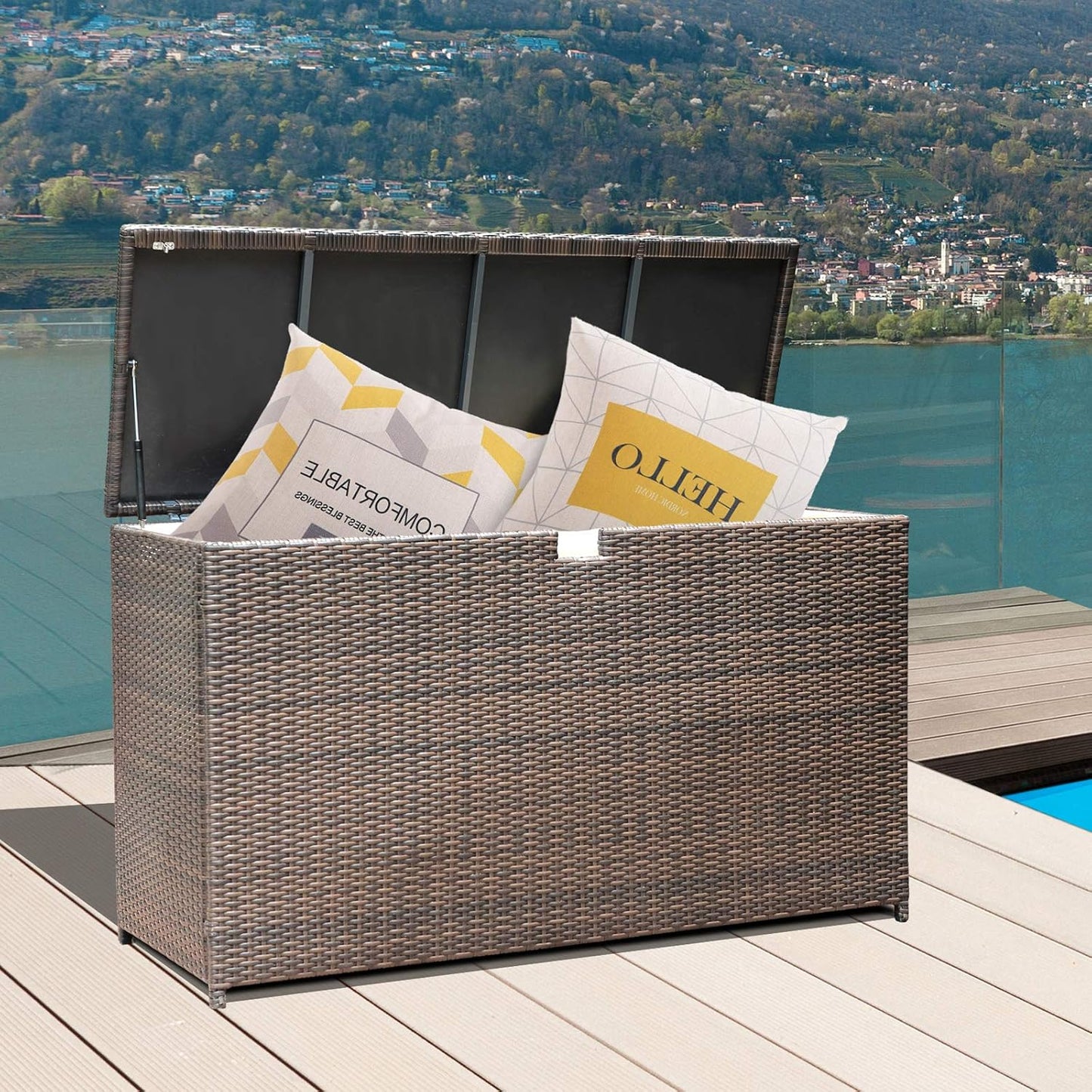 Wicker Outdoor Patio Storage Box Waterproof