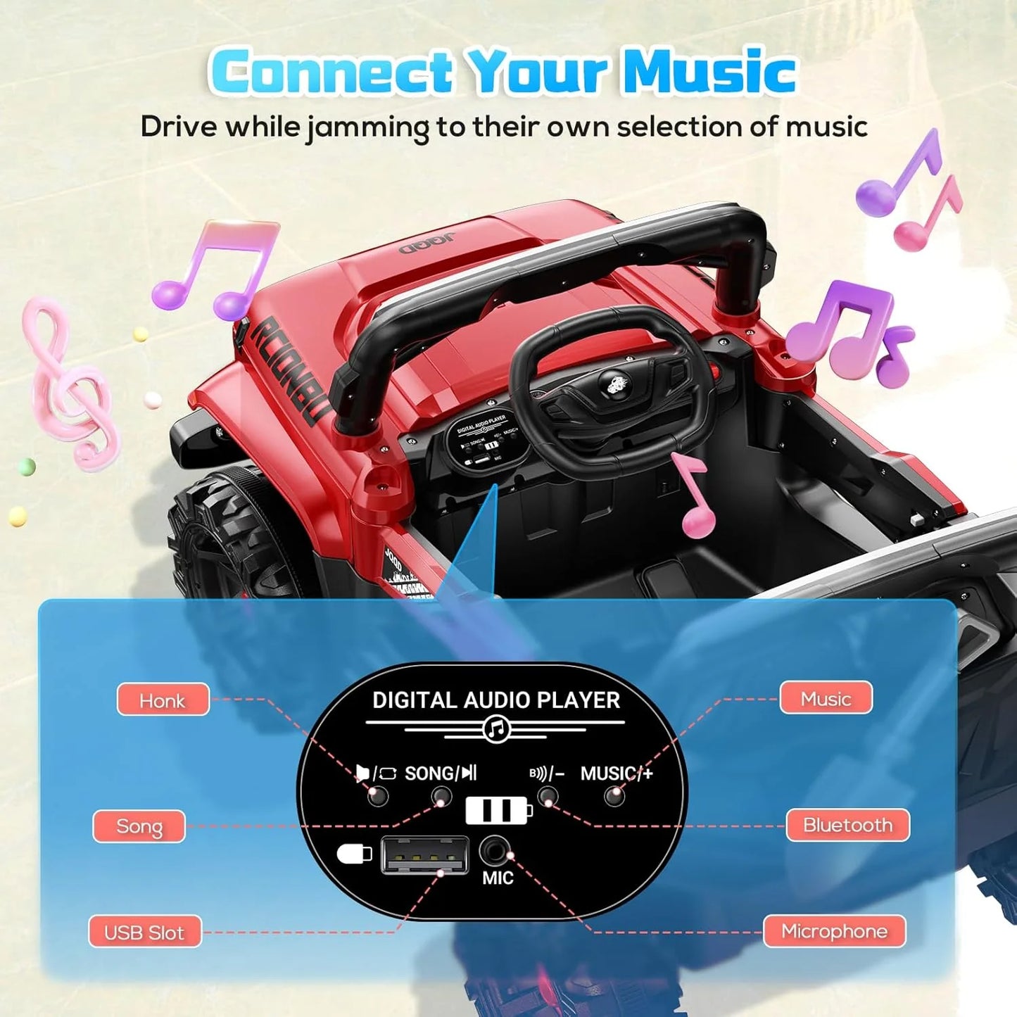 SEALIGHT 12V Children's Driving Truck Model 380 Watt Motor Emergency Braking Function