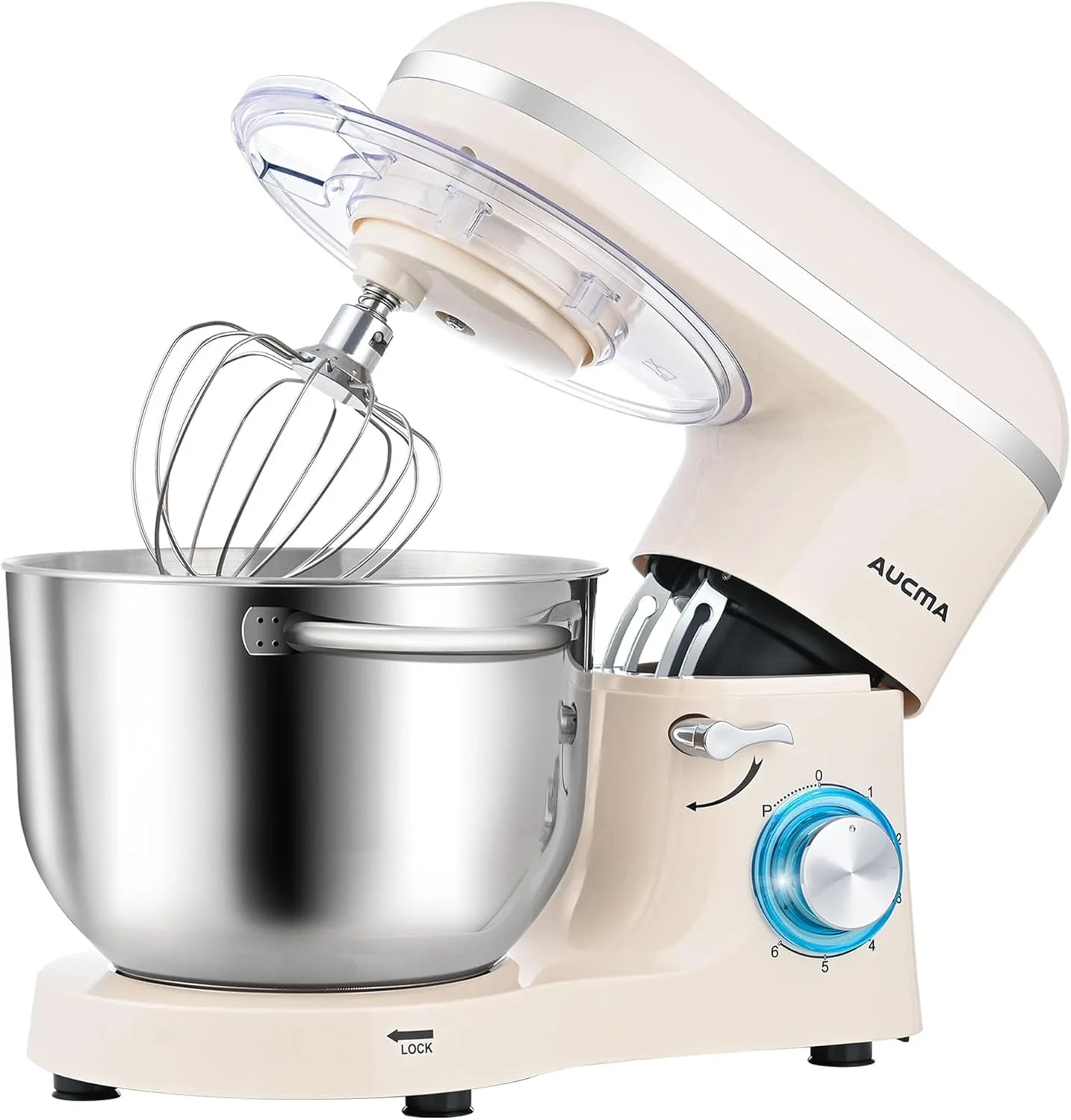 Aucma Stand Mixer,6.5-QT 660W 6-Speed Tilt-Head Food Mixer, Kitchen Electric Mixer with Dough Hook