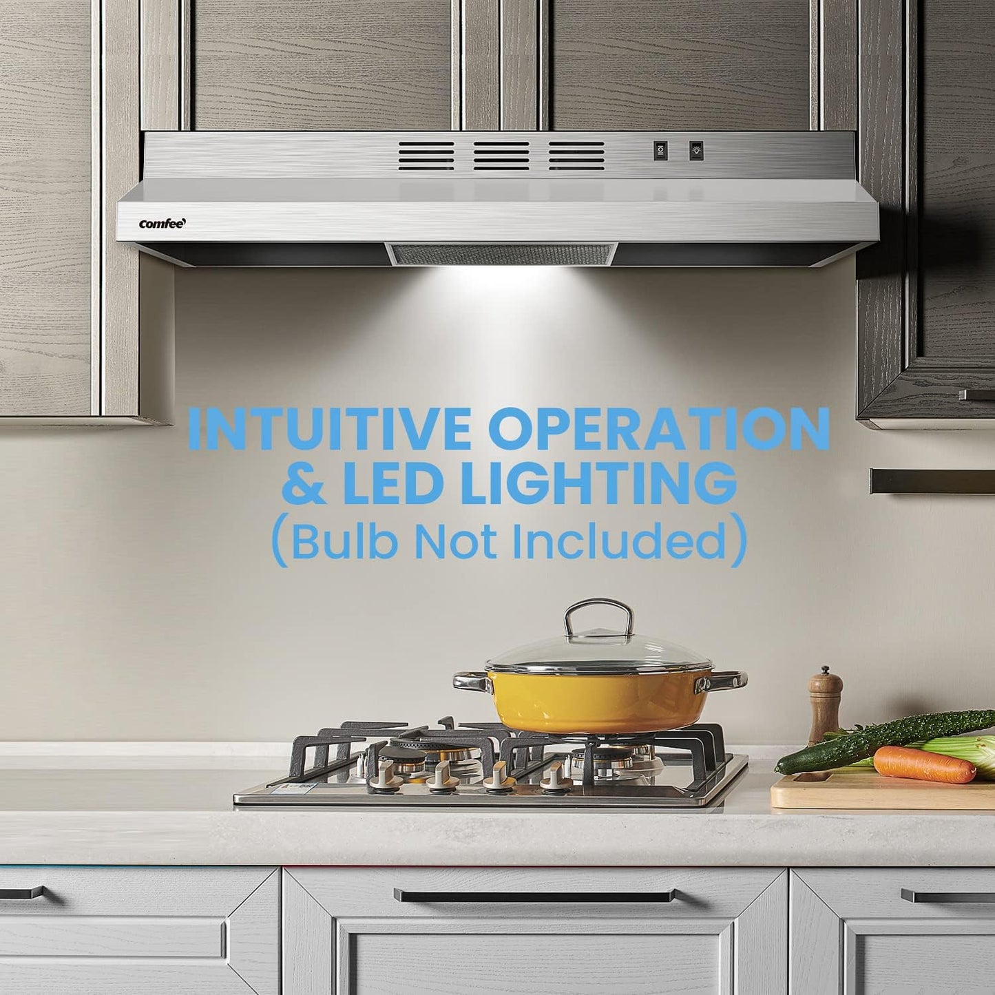 Comfee 30" Under Cabinet Ducted/Ductless Convertible Slim Vent Durable Stainless Steel Kitchen Reusable Filter