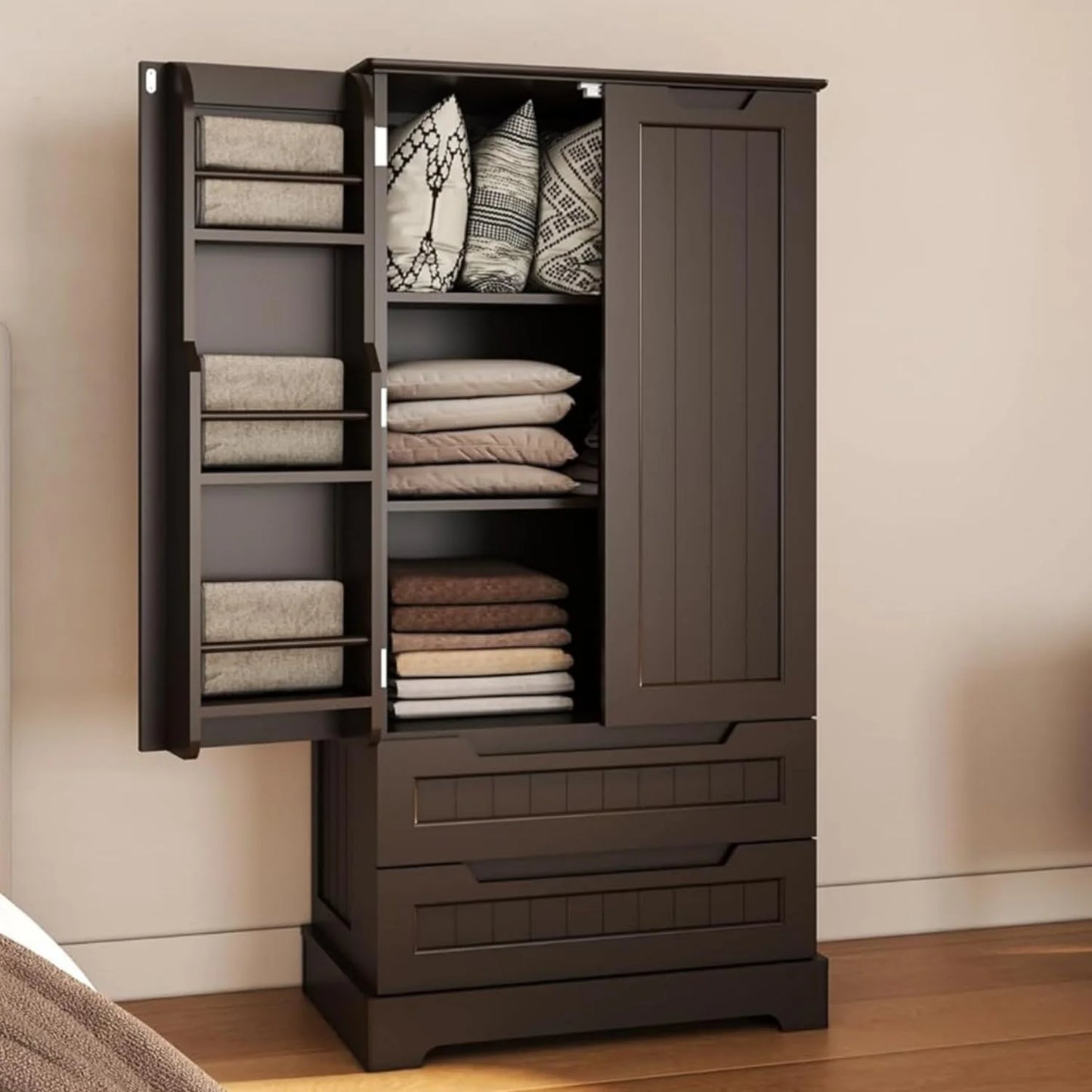 Gizoon Kitchen Pantry Cabinet with Drawers Freestanding Bathroom Storage Cabinet with Doors and Shelves, 47 Inch Small Pantry Cabinet