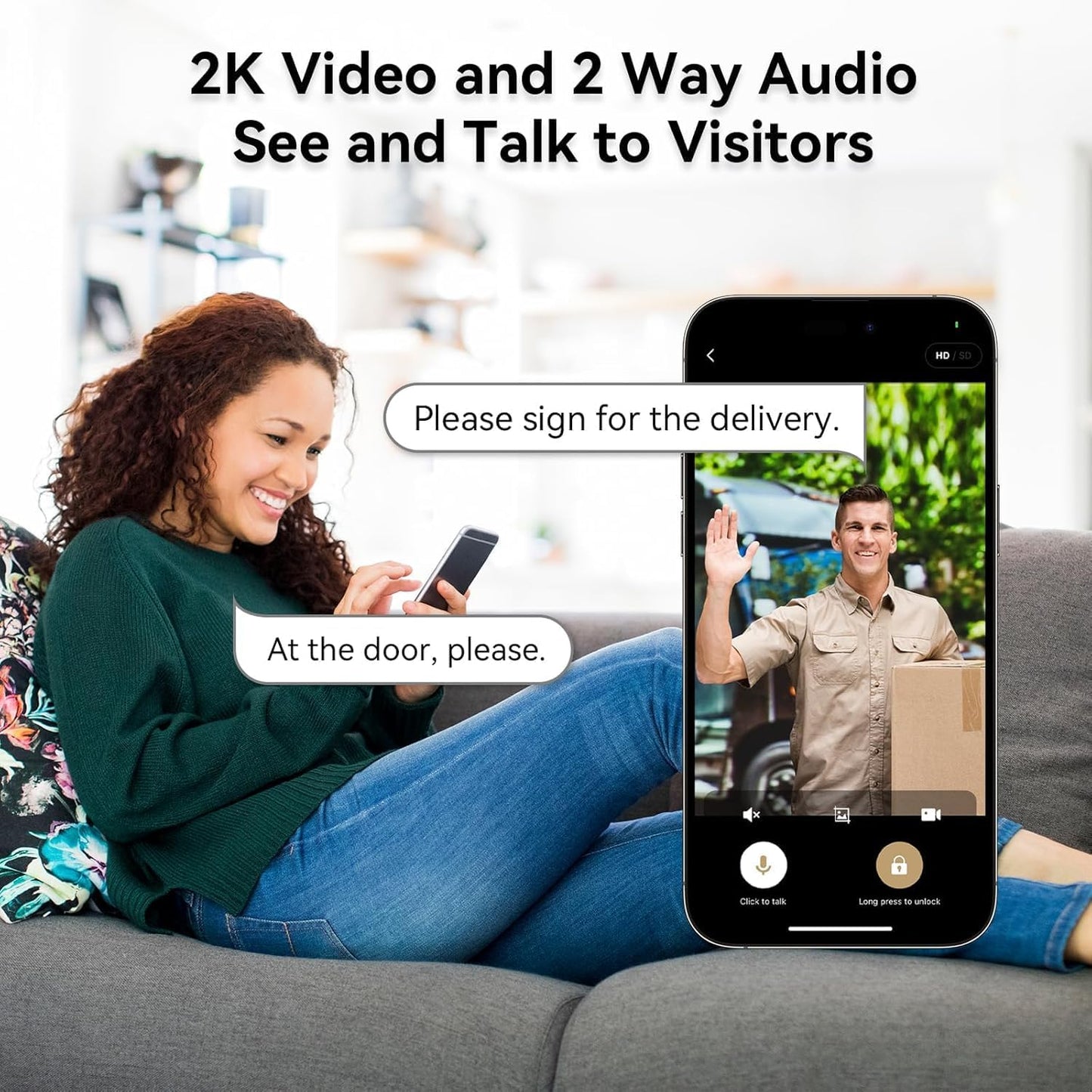 Video Smart Lock with Doorbell Keyless Entry Door Lock, Built-in WiFi Camera Front Door Deadbolt Lock, Fingerprint, Keypad Code, App Control, Voice Control, Auto-Lock, IP65, Video Call