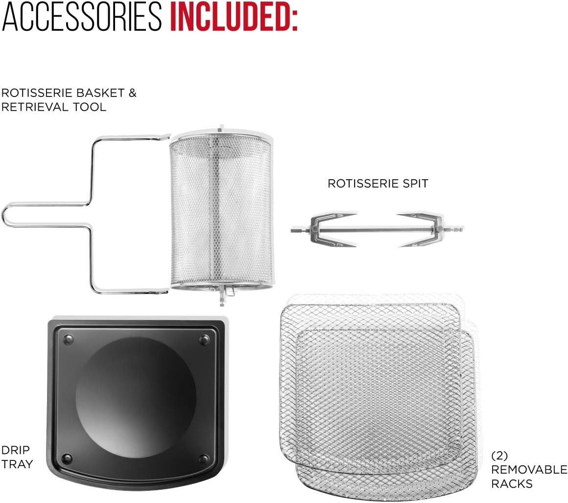 Chefman Compact 6.3-Quart Digital Air Fryer with Rotisserie, Dehydrator, and Convection Oven, 8 Touchscreen Presets