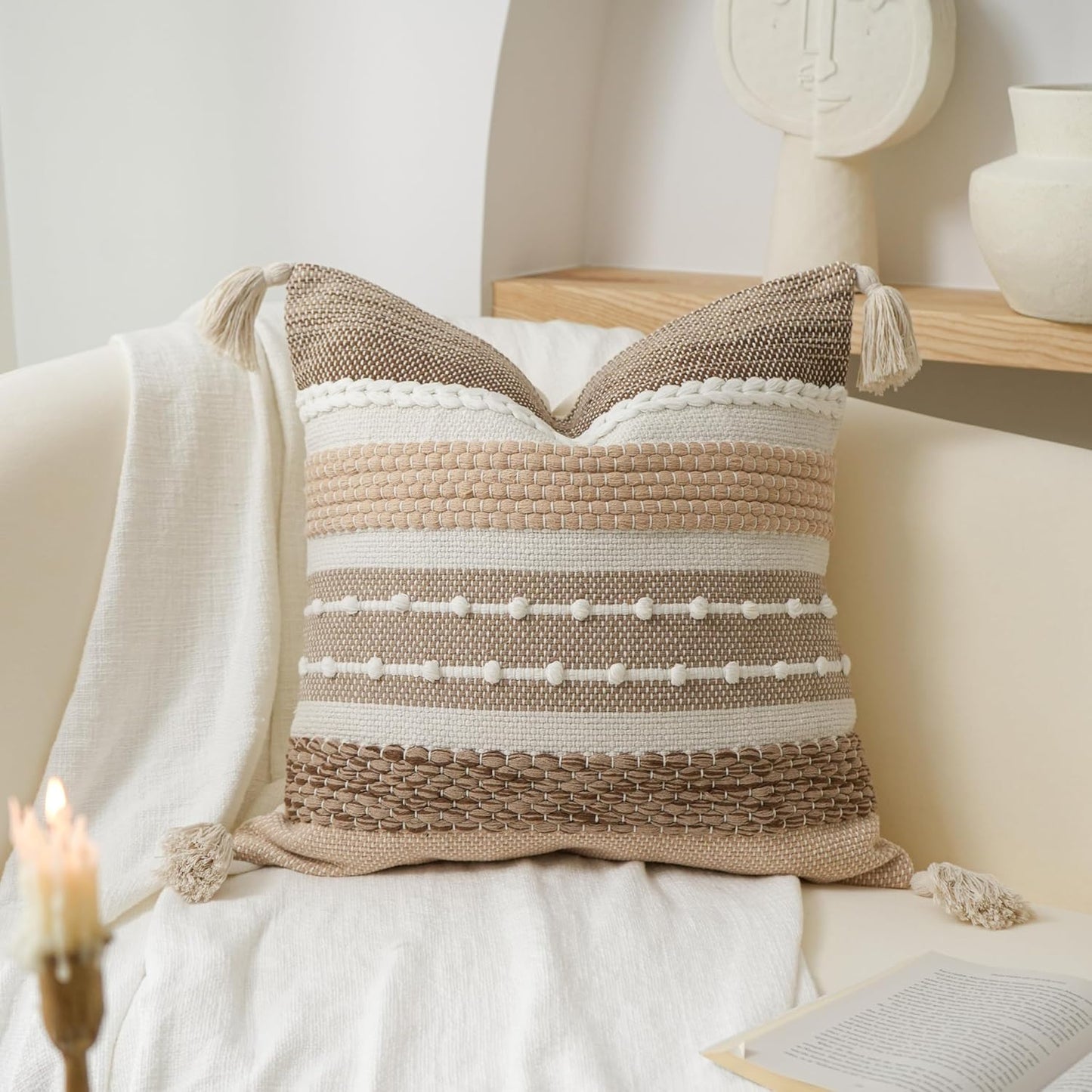 Blue Boho Decorative Throw Pillow Cover 20x20