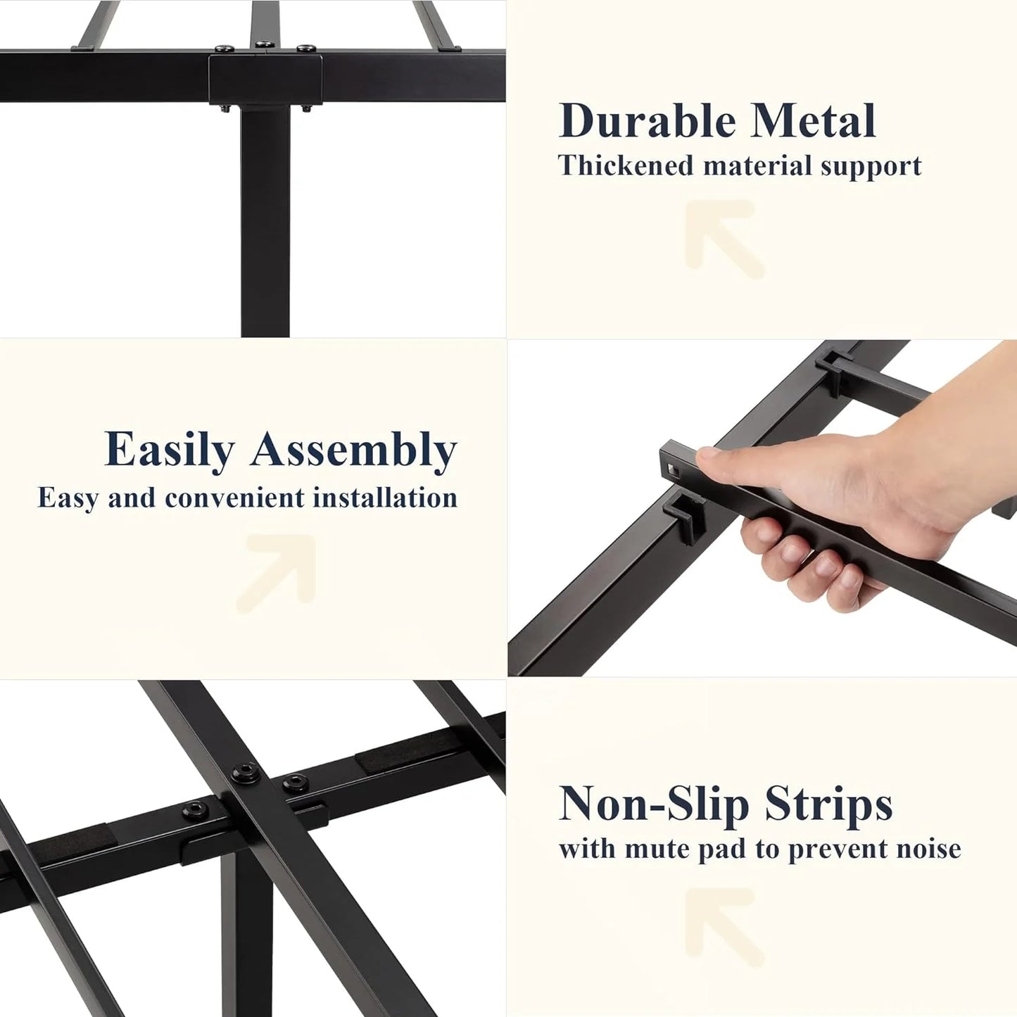 Allewie Queen Size Metal Platform Bed Frame with Victorian Style Wrought Iron-Art Headboard/Footboard, No Box Spring Required