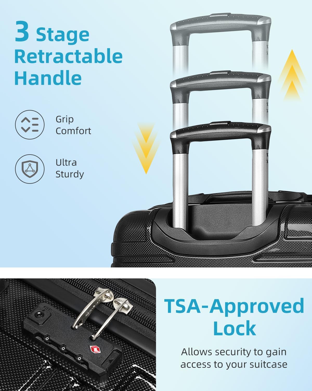 6-piece luggage set, expandable hardshell suitcase set with spinner wheels, lightweight rolling luggage set