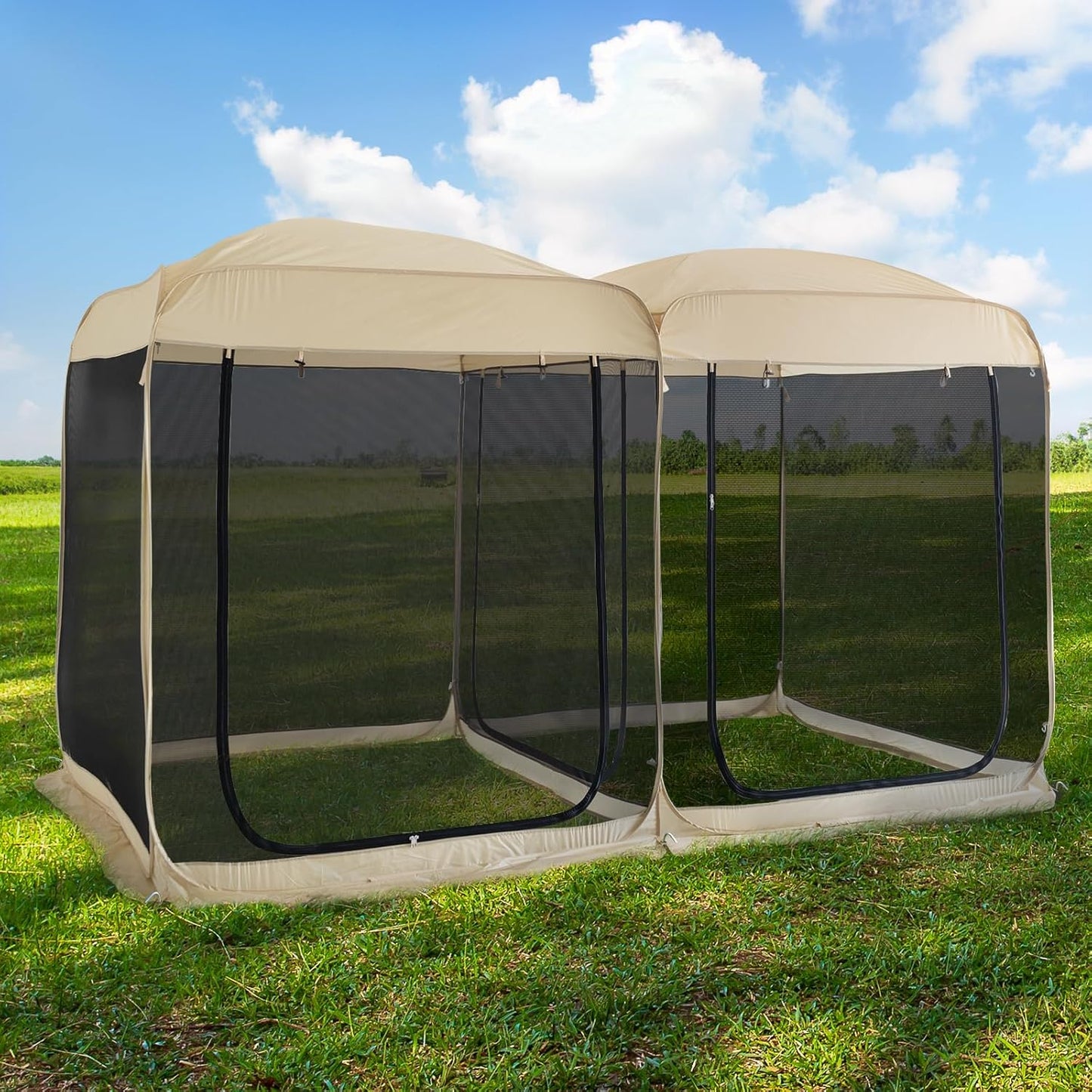 Screen gazebo, sleeps 6-10-15 people Igloo-style canopy tent with mosquito net on the sides Perfect for garden, patio, backyard