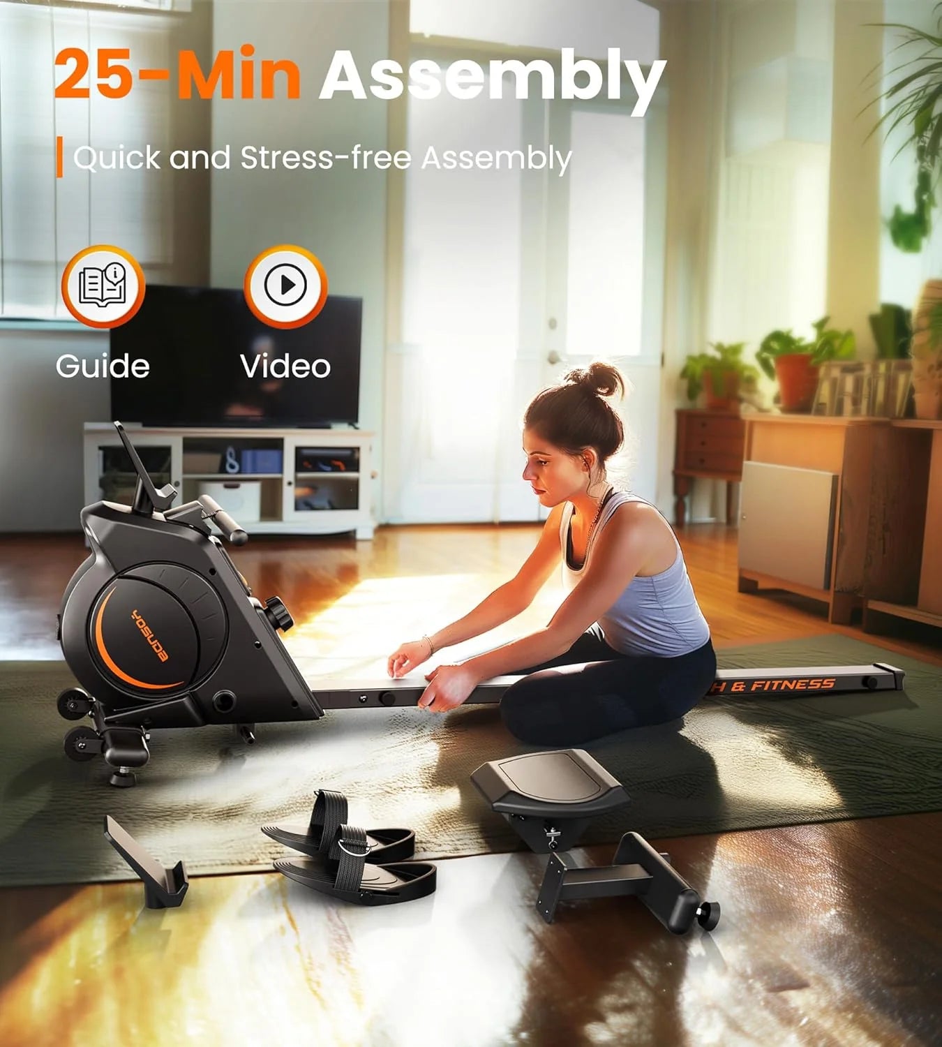 YOSUDA Home Magnet/Water Resistance Rowing Machine Support Bluetooth and Applications