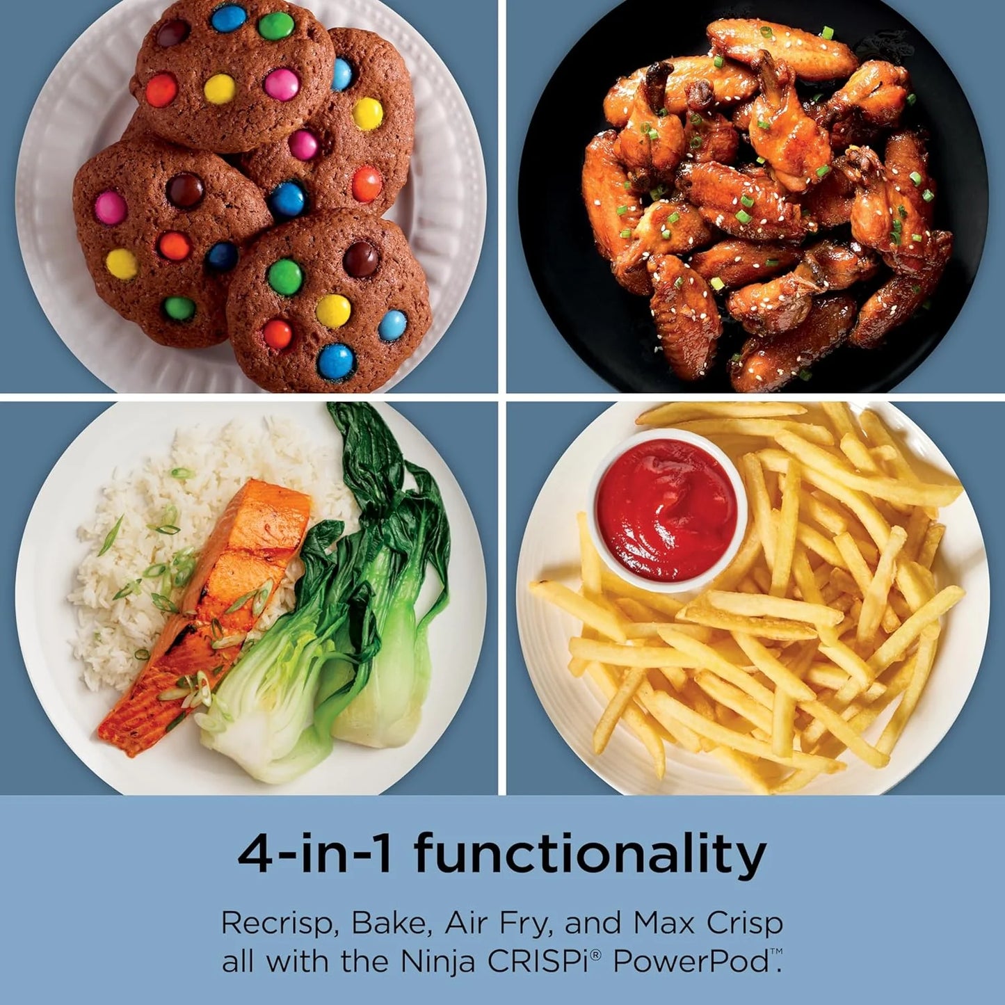 Ninja Crispi 4-in-1 Portable Glass Air Fryer Cooking System, 1500W, 4QT & 6-Cup TempWare Glass Containers with Storage Lids, Microwave, Freezer & Dishwasher Safe