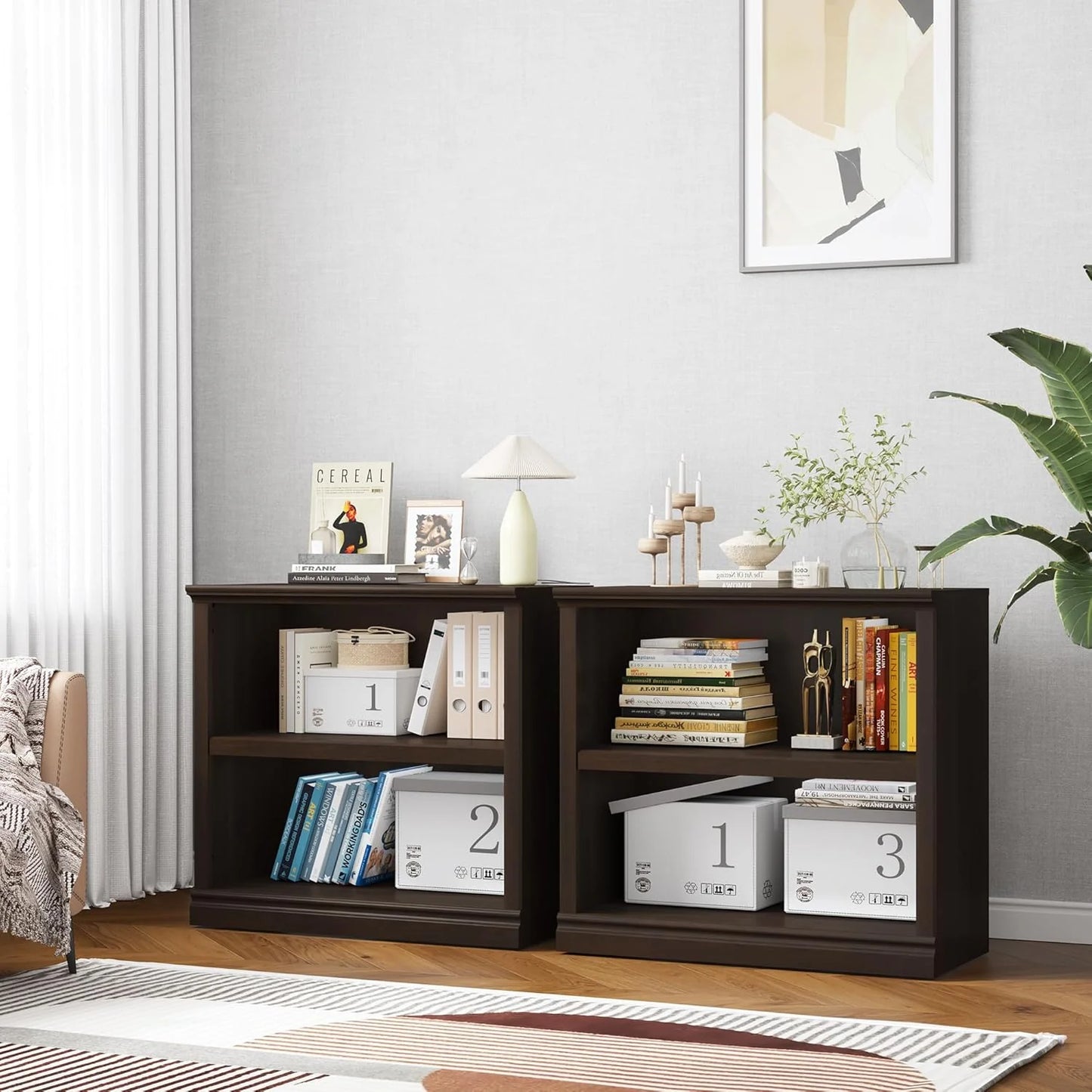 70-Inch Tall White Bookcase 5 Tiers Shelves Open Storage Bookshelf