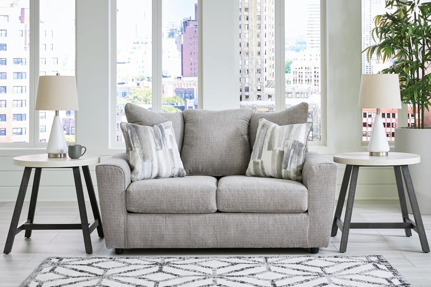 Casual Loveseat with Flared Arms Gray Upholstered Sofa for Living Room