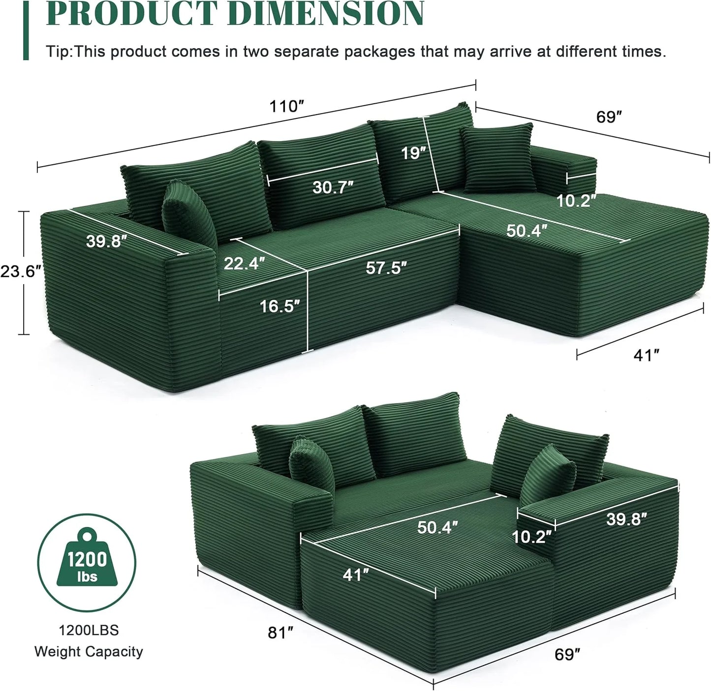 110-inch cloud sofa, boneless sofa in the living room, modular sofa with deep seats