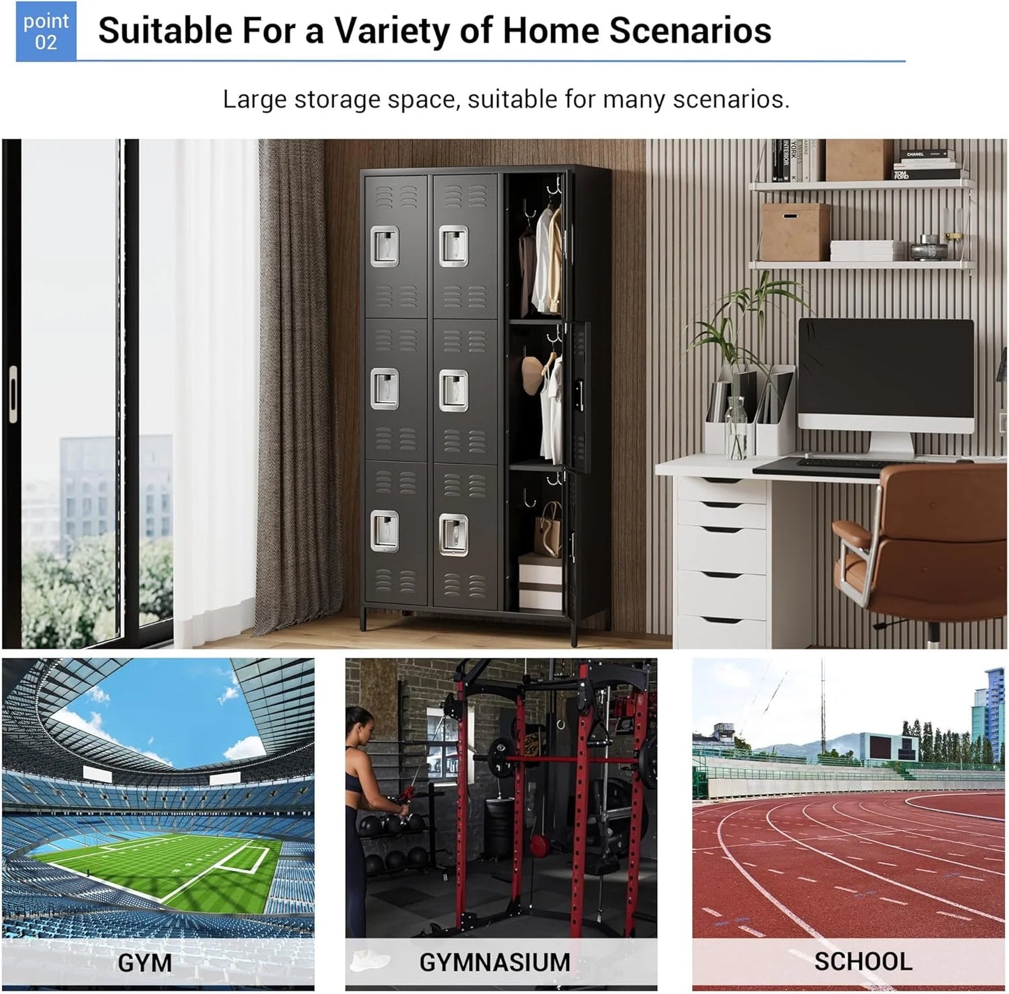 GAOMON Locker for Employees, 6 Doors Locker Cabinet with Hooks, Storage Locker