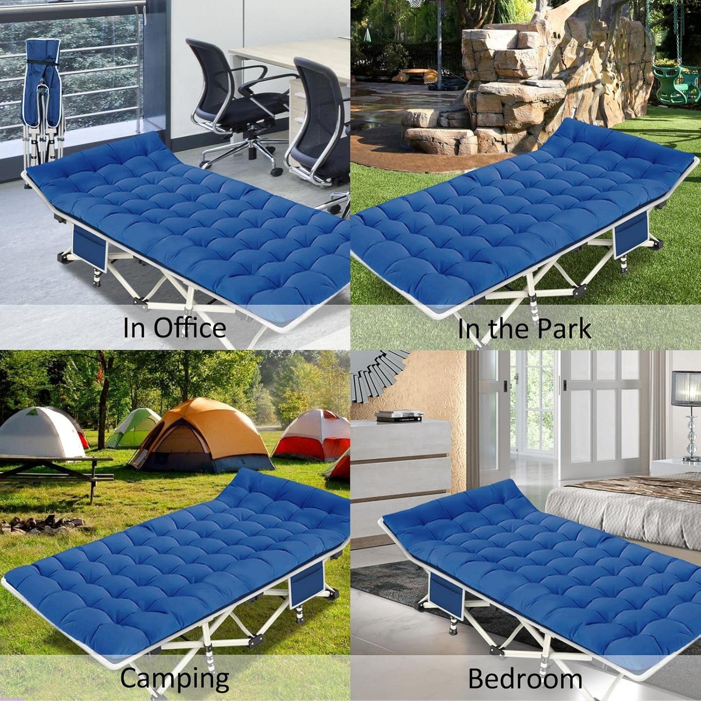 2-pack camping cots with mattresses, comfortable sleeping beds, adult camping cots, 2-person folding beds, heavy-duty sleeping beds