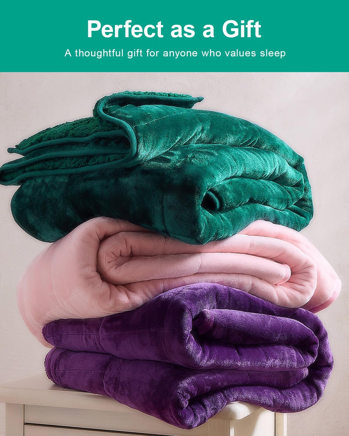 Sherpa Fleece Weighted Blanket 15 lbs 60"x 80"