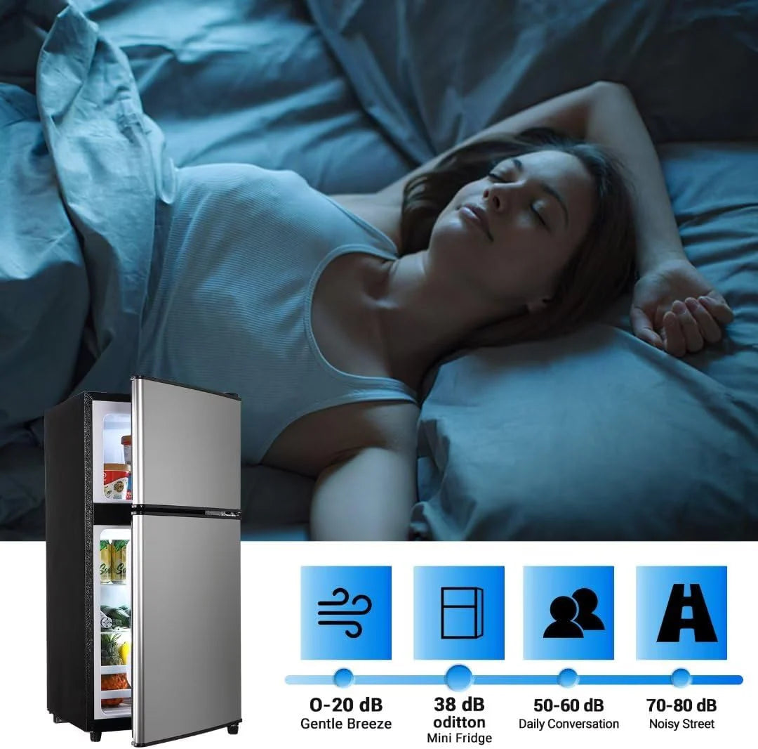 Apartment Size Refrigerator, 3.5 Cu.Ft Samll Refrigerator with Freezer Suitable for Home and Apartments, Freestanding