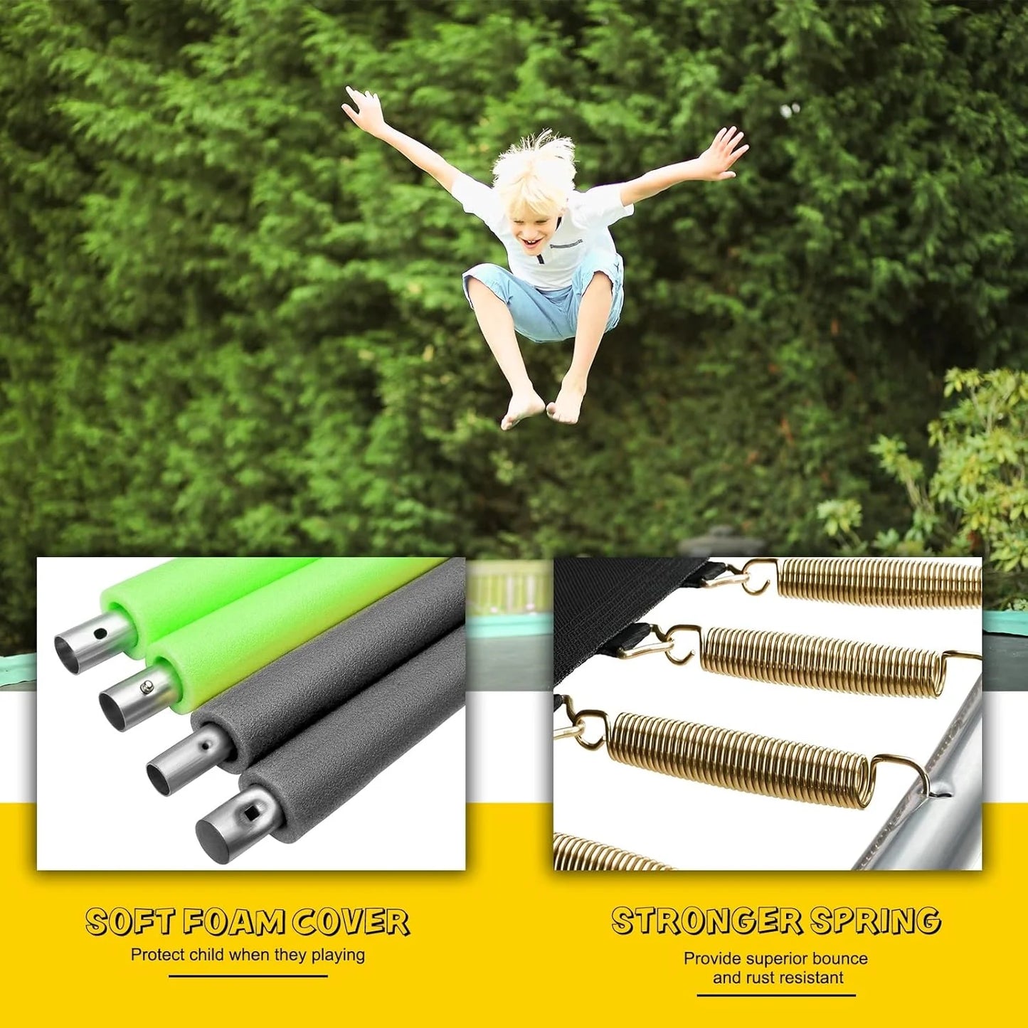 AOTOB 8FT 10FT 12FT 14 FT 15FT Trampoline with Safety Enclosure Net，Outdoor Trampoline with Basketball Hoop, Heavy Duty Jumping Mat and Spring Cover Padding for Kids and Adults, Storage Bag and Ladder