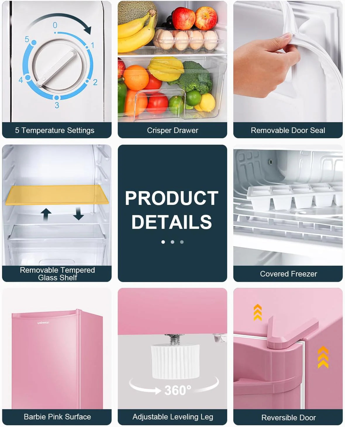 Upstreman 3.2 Cu.Ft Mini Fridge with Freezer, Single Door Mini Fridge, Dorm Fridge, Adjustable Thermostat, Mini Refrigerator for Bedroom, Office, Dorm, Black-BR321