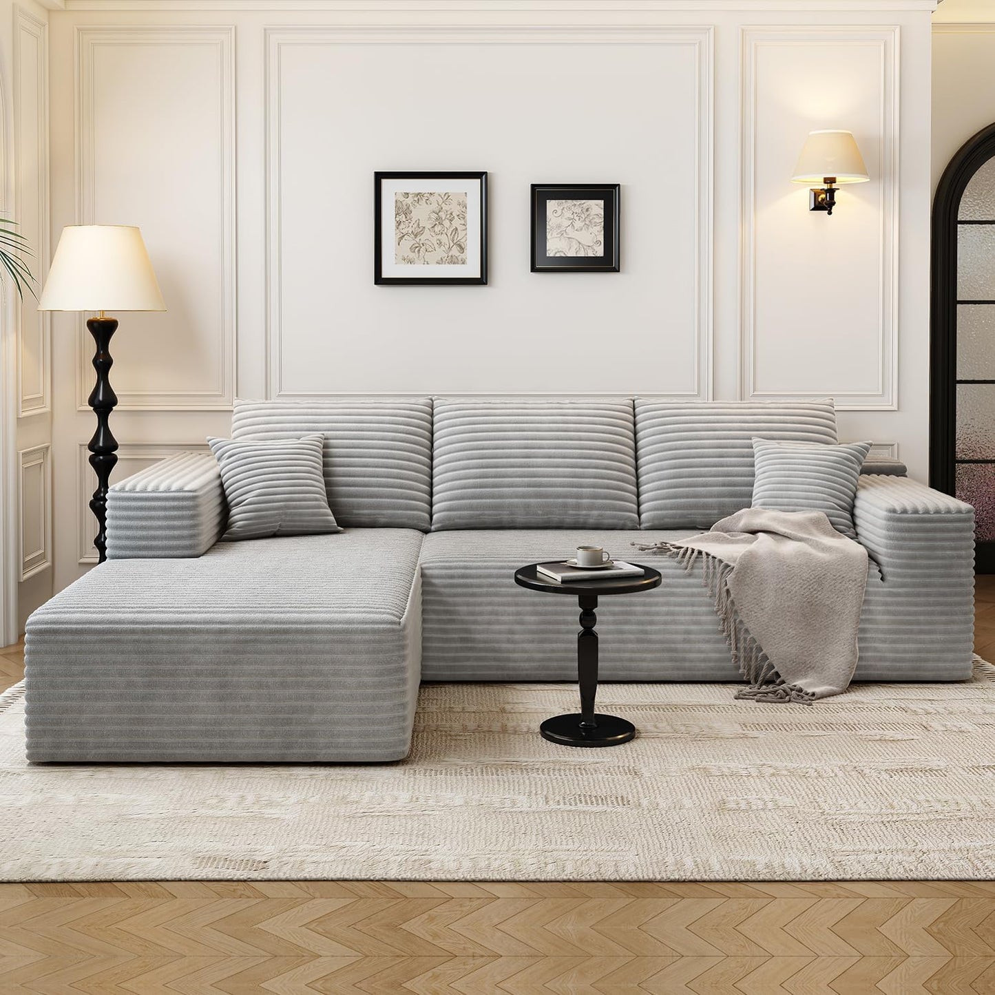 107.5" Cloud Modular Sectional Sofa Couch with L-Shape Chaise,Modern Minimalist Upholstered Couches