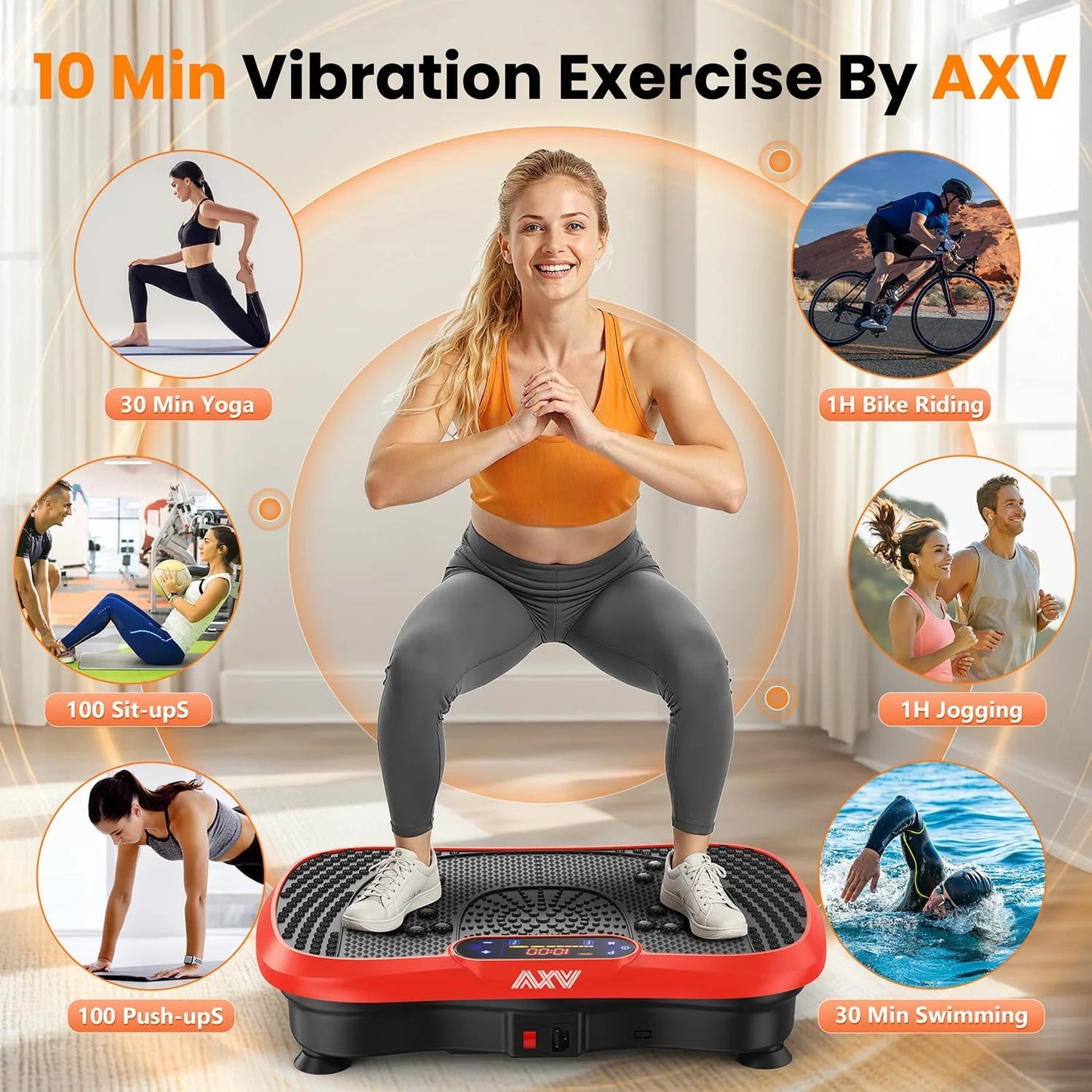 AXV Vibration Plate Fitness Platform Trainer Suitable for men and women to lose weight and burn fat at the gym