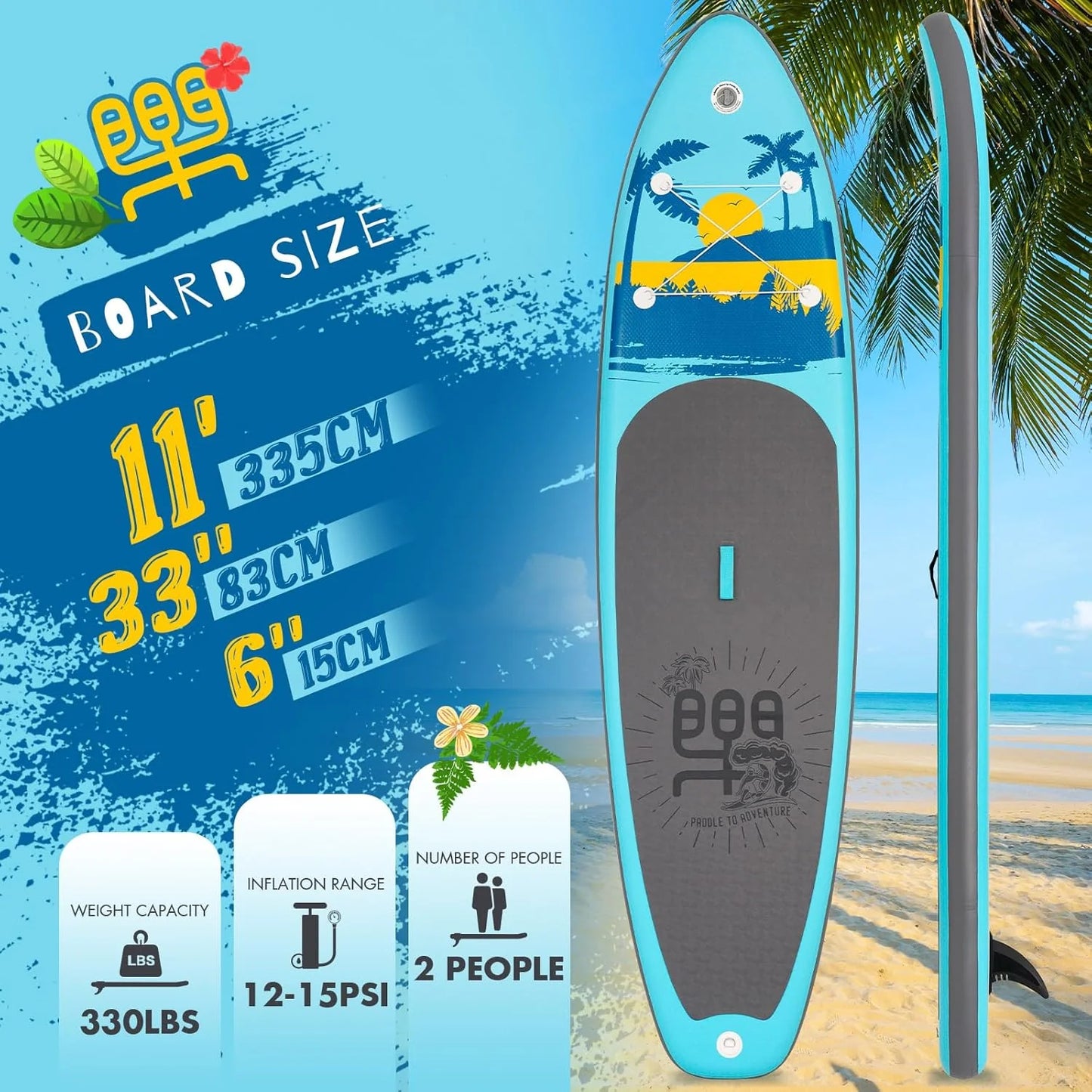 FunWater Inflatable Stand Up Paddle Board with Premium SUP Paddle Accessories, Non-Slip EVA Deck, 11'/10'6' Paddle