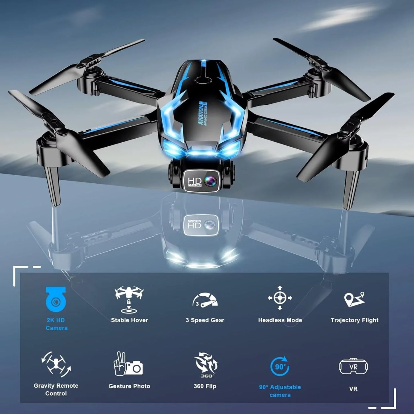 2K HD FPV Drone for Adults with Camera - Altitude Hold Foldable and Portable