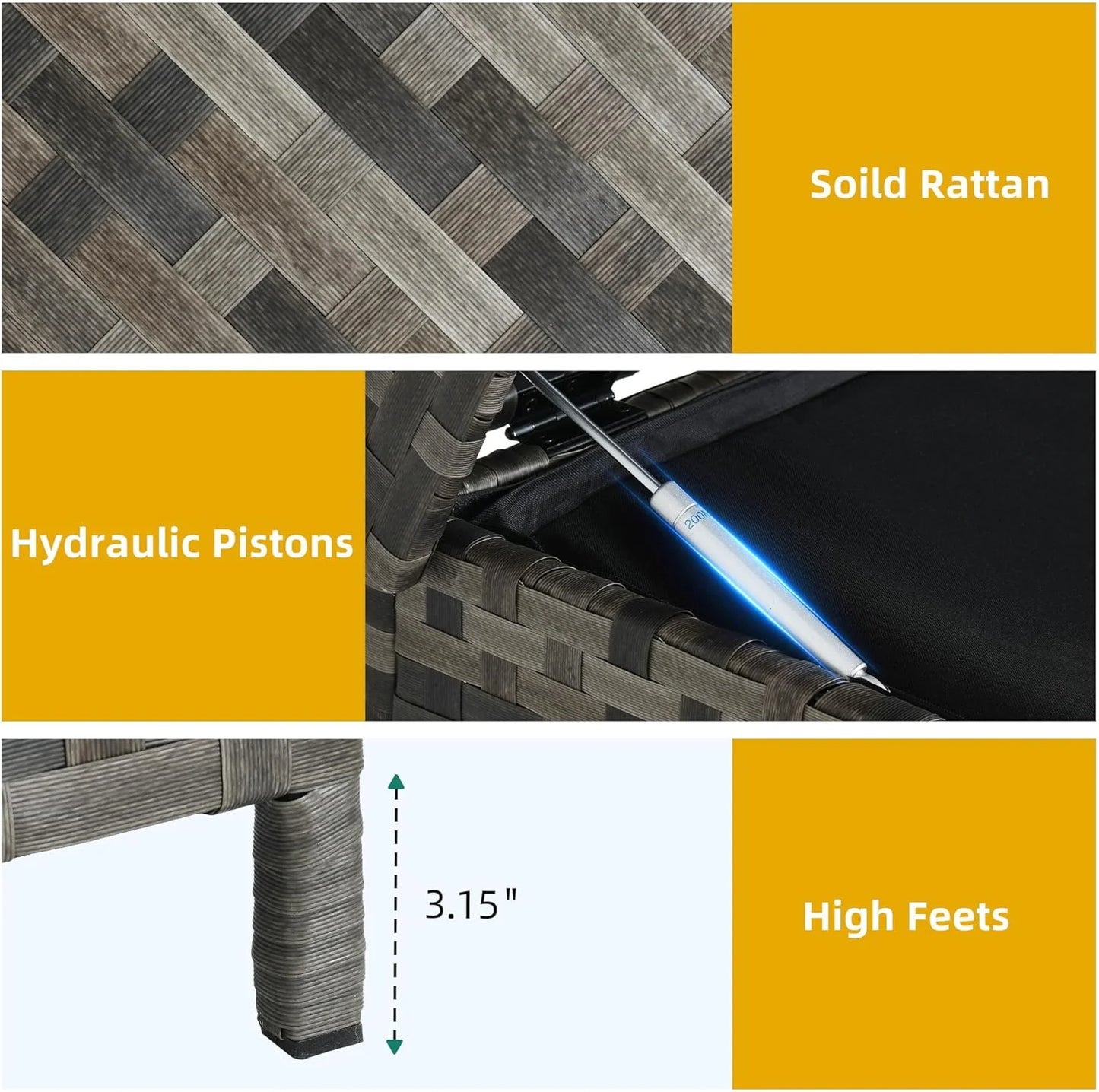 DWVO 70Gal Outdoor Storage Bench with Cushion & Composite Wood Backrest, All-Weather Wicker Deck Bench with Rustproof Bag, Poolside, Patio, Garden (Sand Beige)