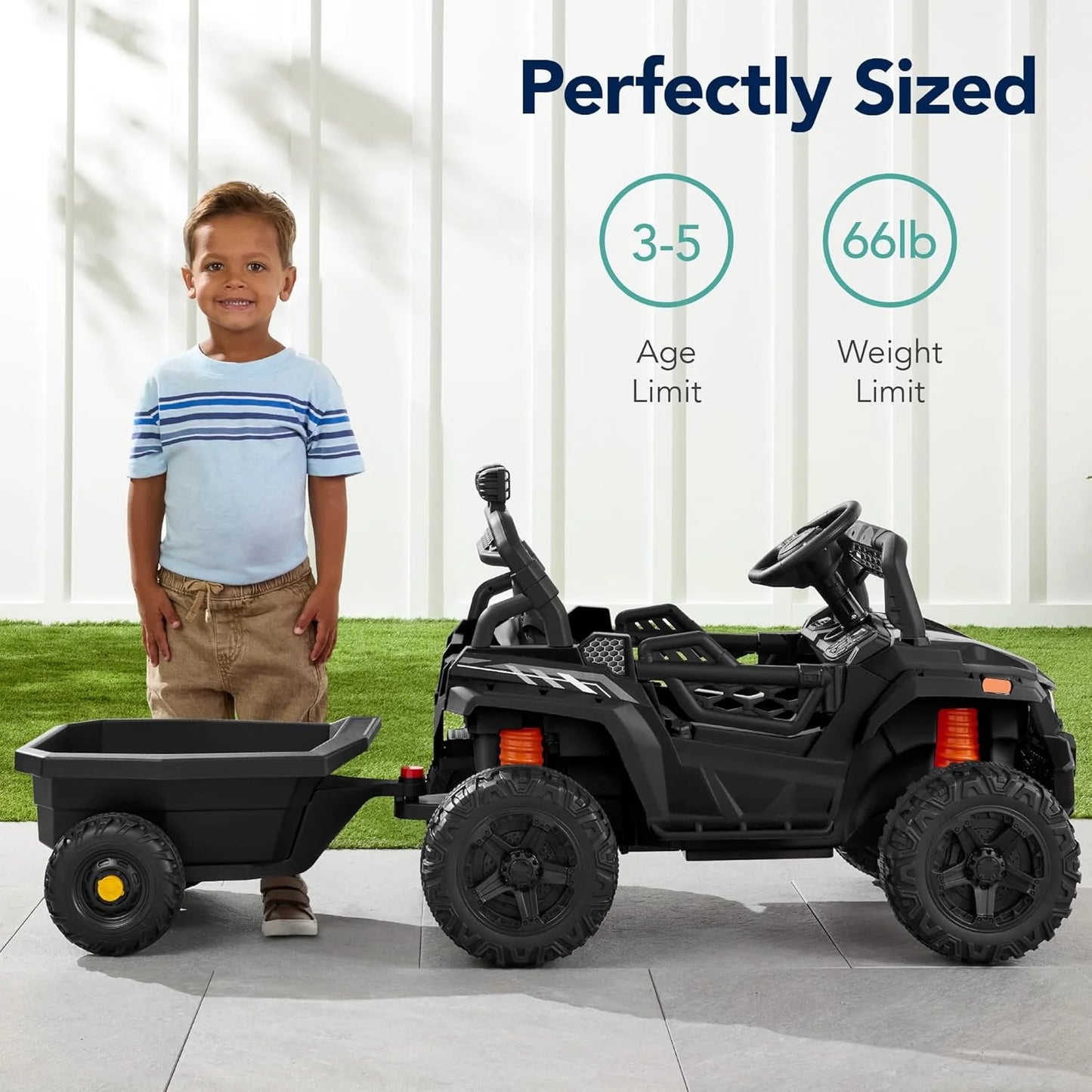 Children's black UTV electric children's car