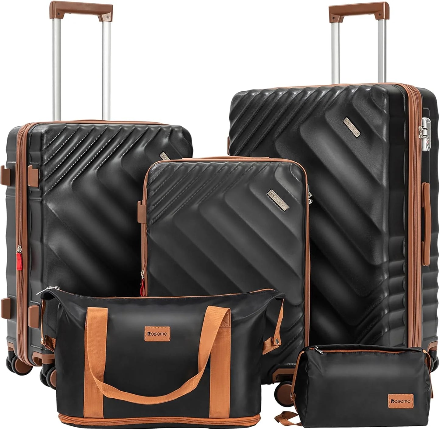 5 piece luggage set expandable suitcase 22x14x9 aviation certified durable waterproof travel set