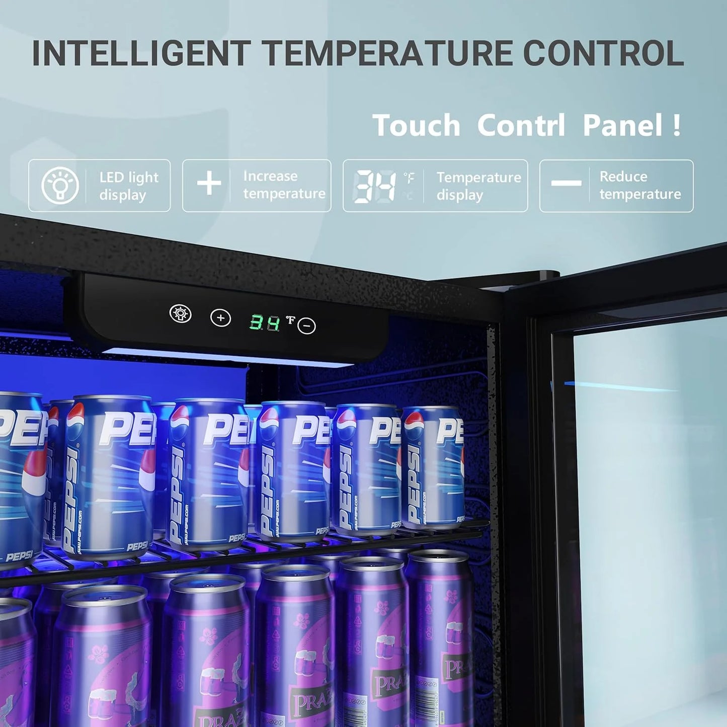 EUHOMY Beverage Refrigerator Cooler, 130 Can Mini Fridge with Glass Door for Soda Beer or Wine, Beverage Cooler for Home, Office, Bar with Adjustable Removable Shelves, Silver