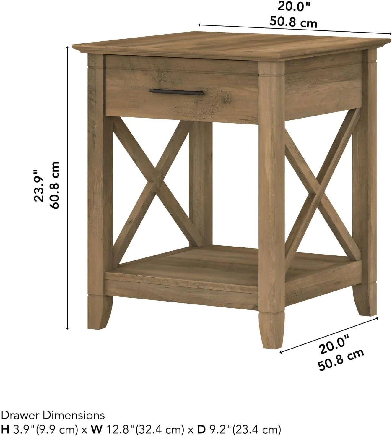 Key West Small End Table with Storage Modern Farmhouse Accent Shelf