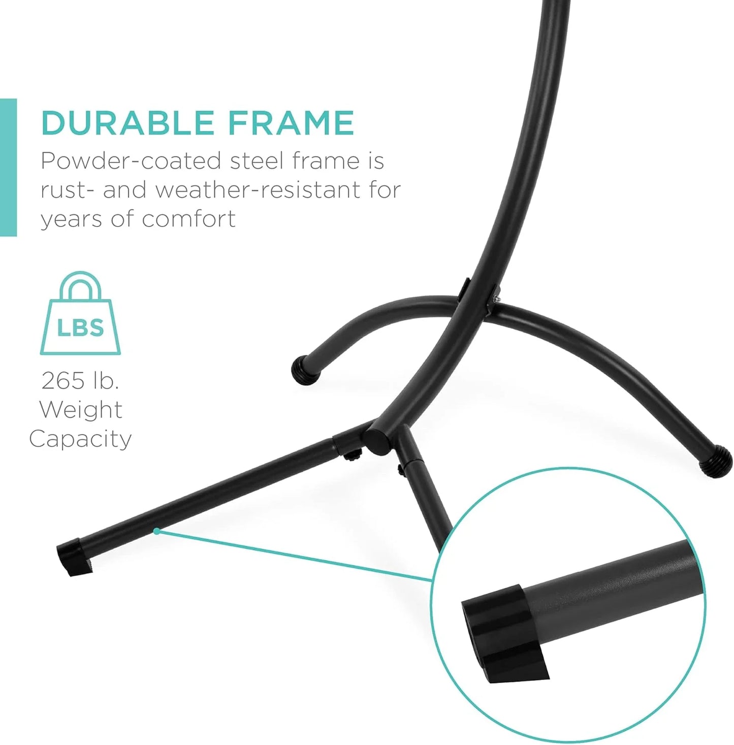 Best Choice Products Outdoor Hanging Curved Steel Chaise Lounge Chair Swing w/Built-in Pillow and Removable Canopy - Teal