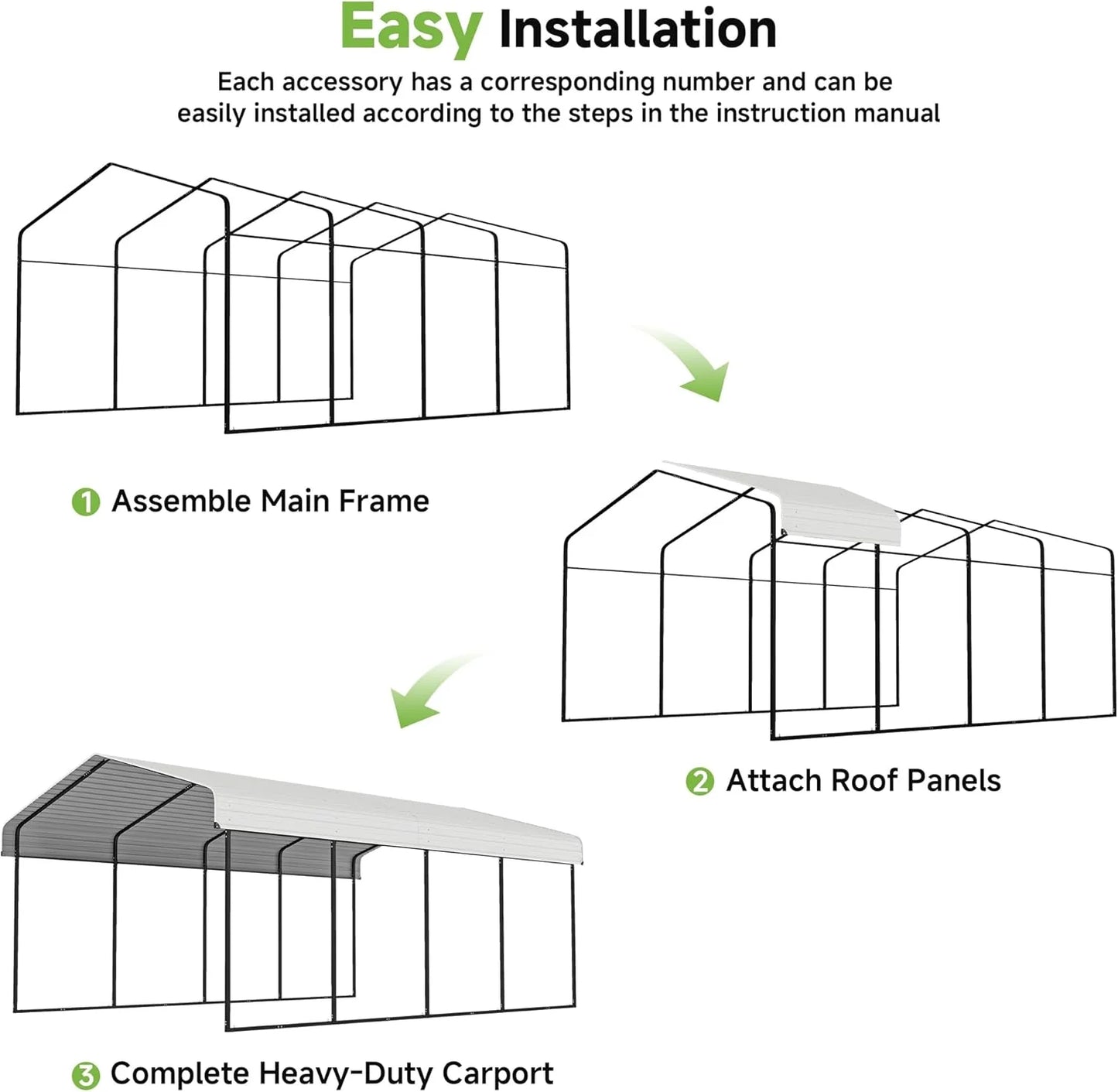 10'x15' Heavy Duty Metal Carport, Outdoor Garage Car Shelter Shade with Heavier Frame
