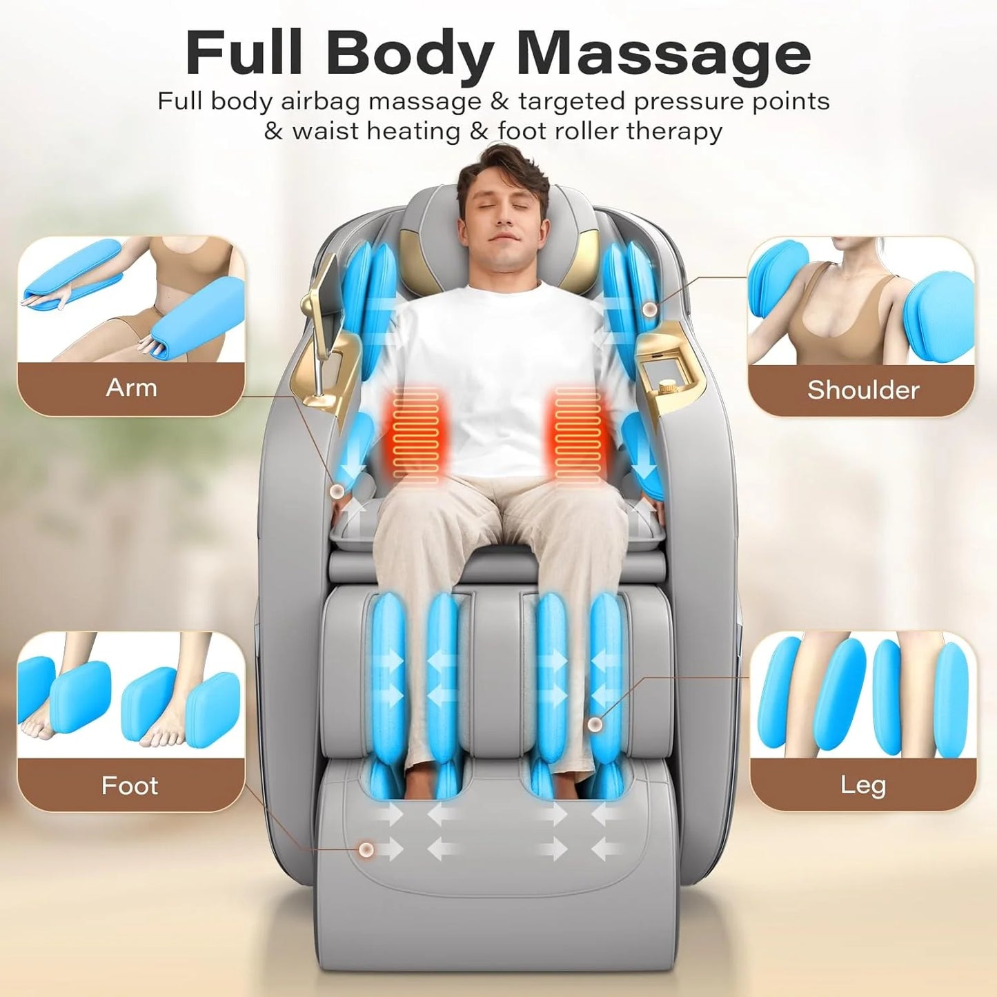 Full Body Massage Chair, 160° Zero Gravity Recliner with Body Scan, 50" SL Track Shiatsu Massage Chair, Spot Massage, Foot Roller