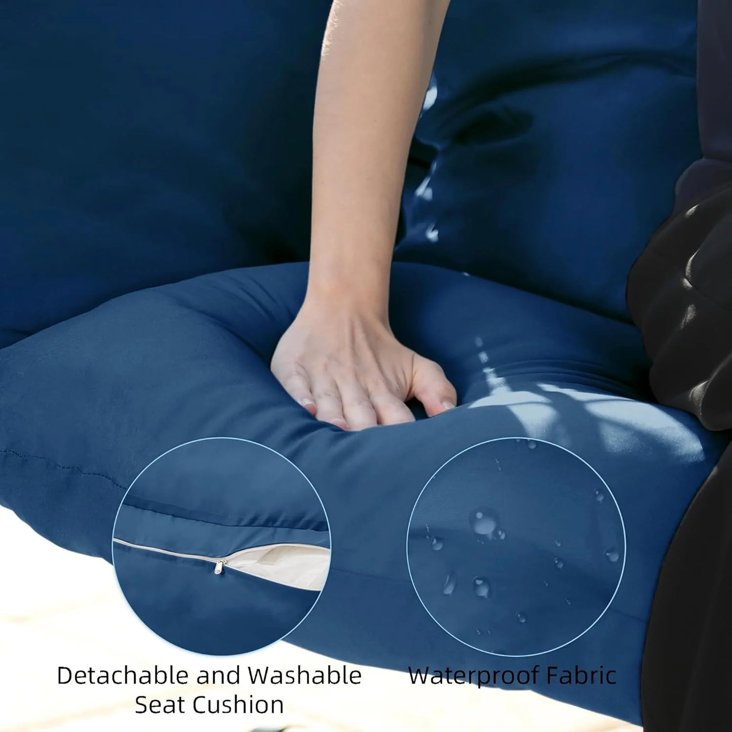 Double Egg Chair wth Stand Hammock Swing Chair Foldable Hanging Loveseat, UV Resistant Removable Cushions, 700LBS Capacity for Bedroom