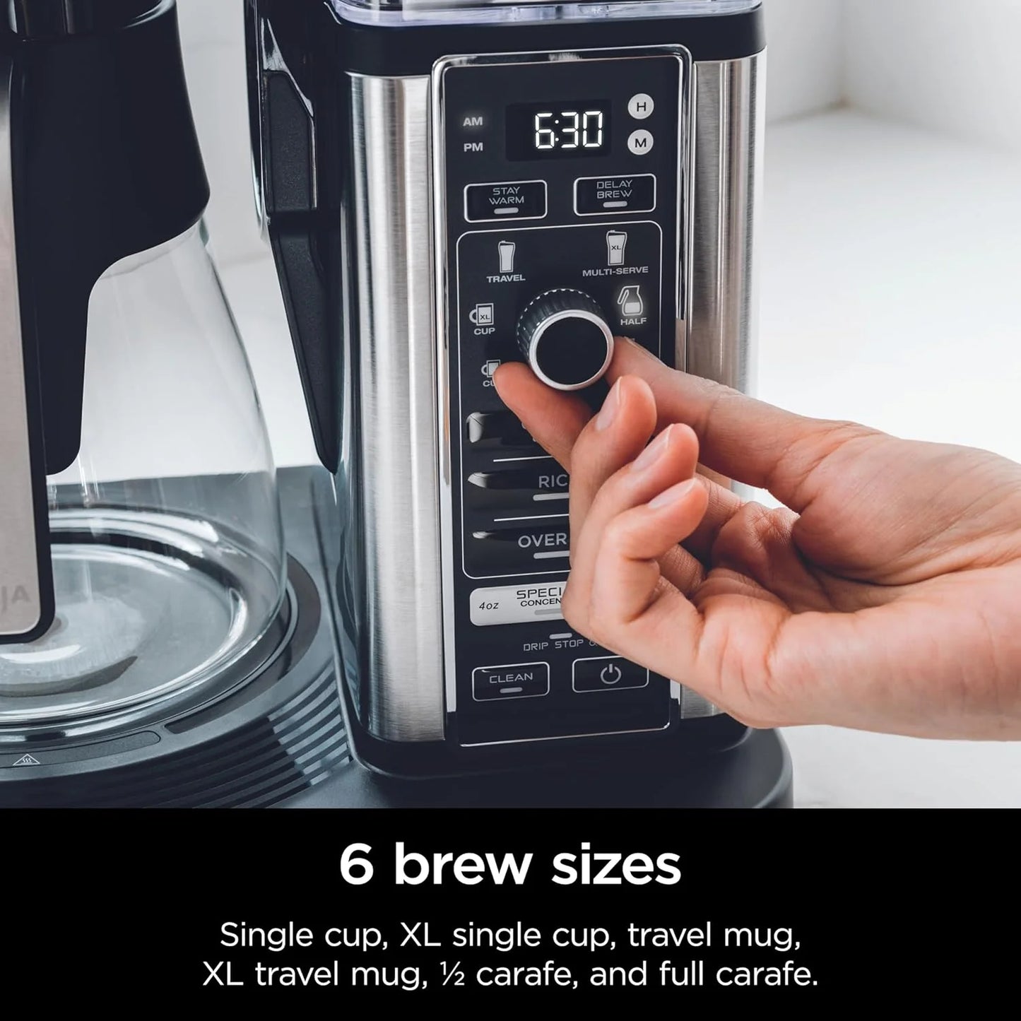 Extra Large Hot and Iced Coffee Maker with Fast Cold Brew, 4 Brewing Methods, 8 Sizes (Small to Travel), Single-Cup Coffee Maker, 12-Cup Capacity