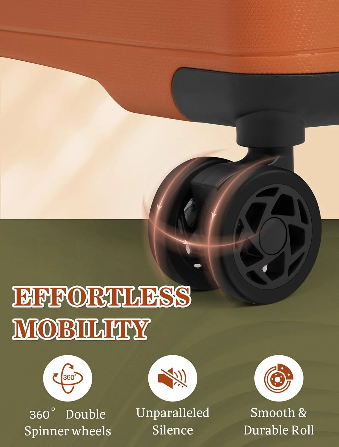 5-piece luggage set with wheels, ABS hardshell suitcase with spinner wheels