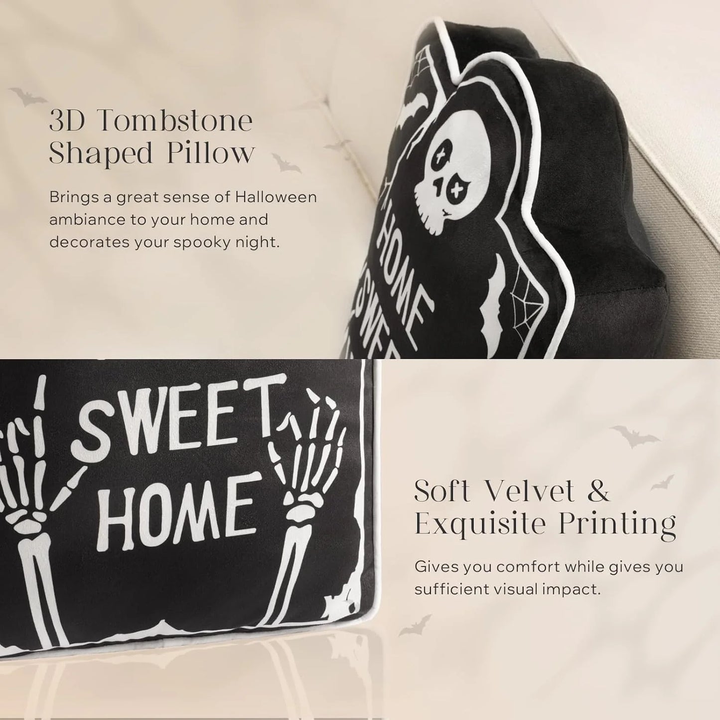 Halloween Shaped Throw Pillow Skeleton Shaped Pillow