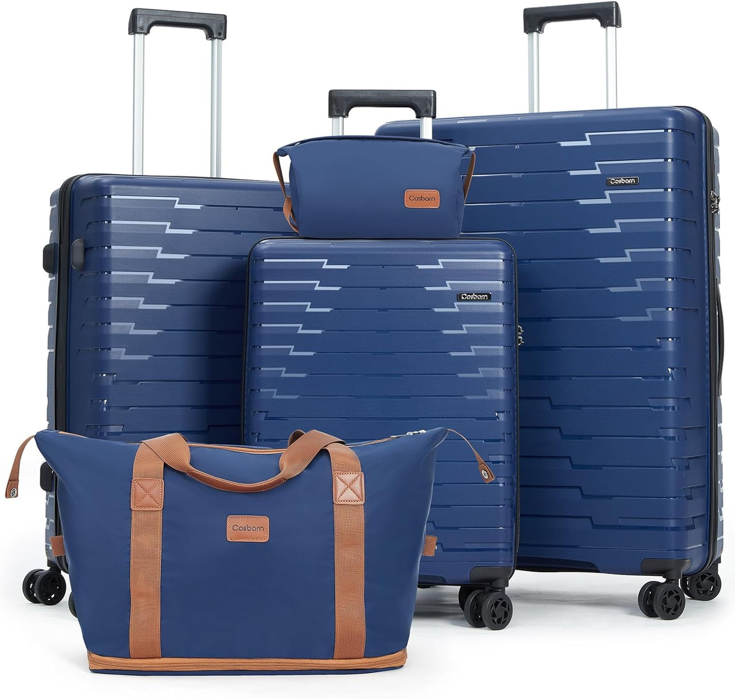 5-piece luggage set with wheels, ABS hardshell suitcase with spinner wheels