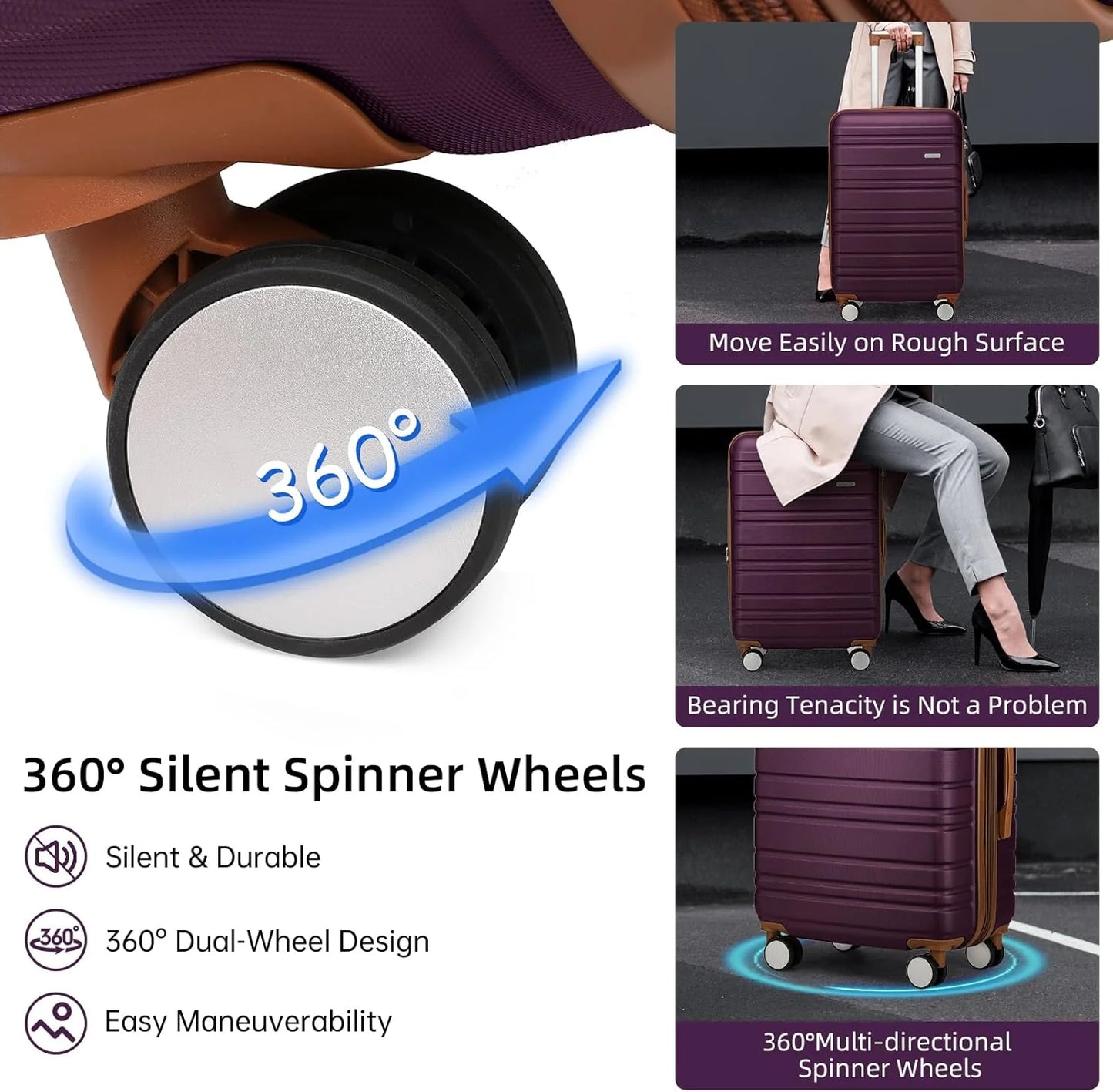 6-piece luggage set, expandable hardshell suitcase set with spinner wheels, lightweight rolling luggage set