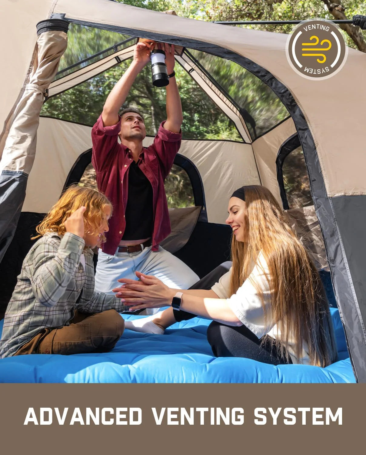 Portable camping tent for 4/6/8/10 people with instant cabin and rainproof and windproof