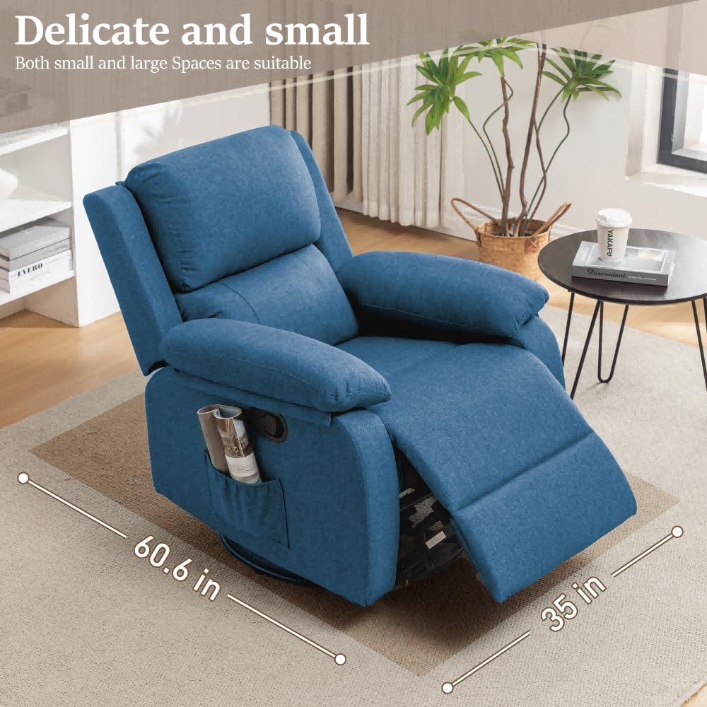 Reclining rocking chair 360 degree rotating fabric sliding reclining chair
