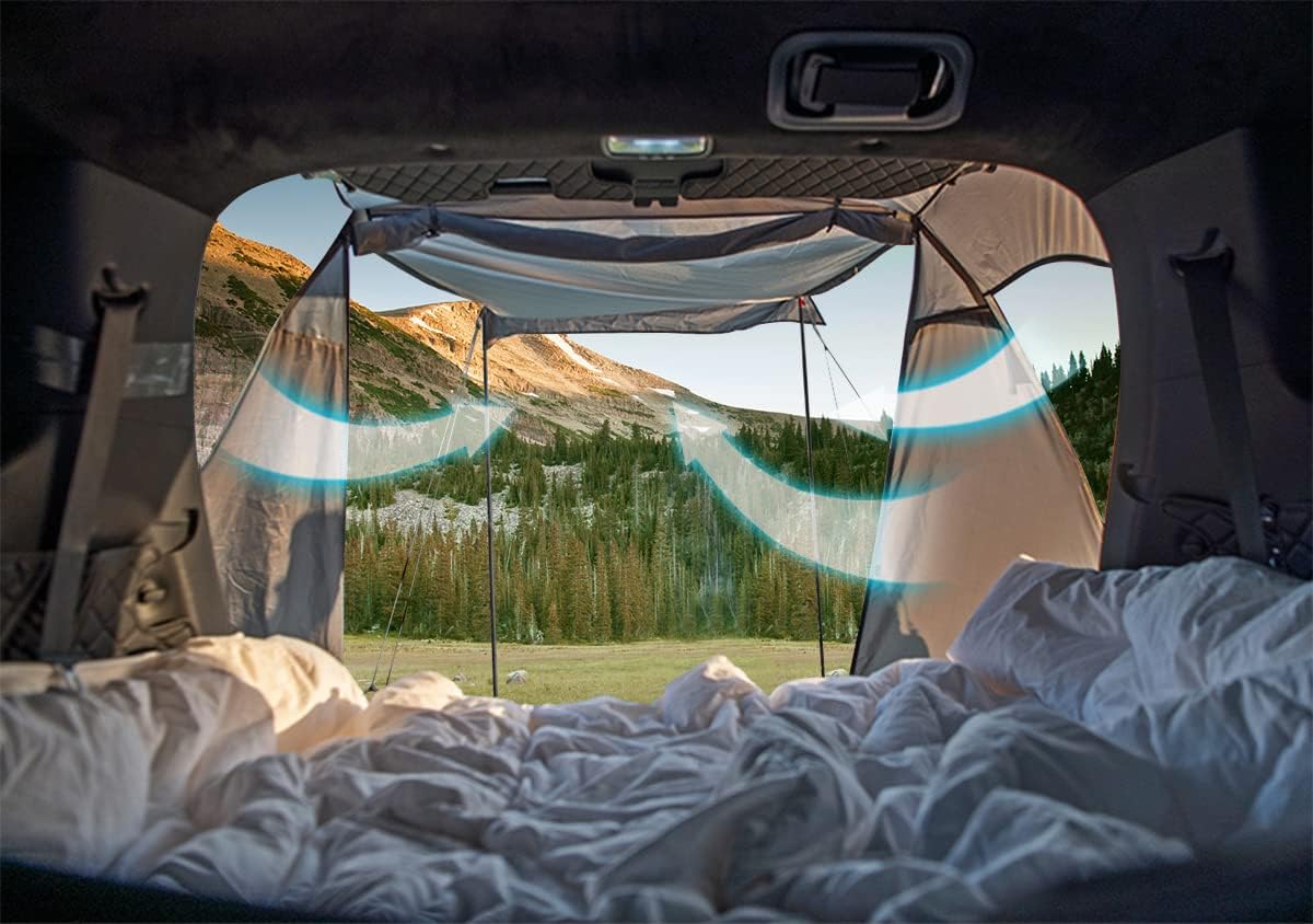 KAMPKEEPER SUV Car Tent, Tailgate Shade Awning Tent for Camping, Vehicle Camping Tents Outdoor Travel (Black)