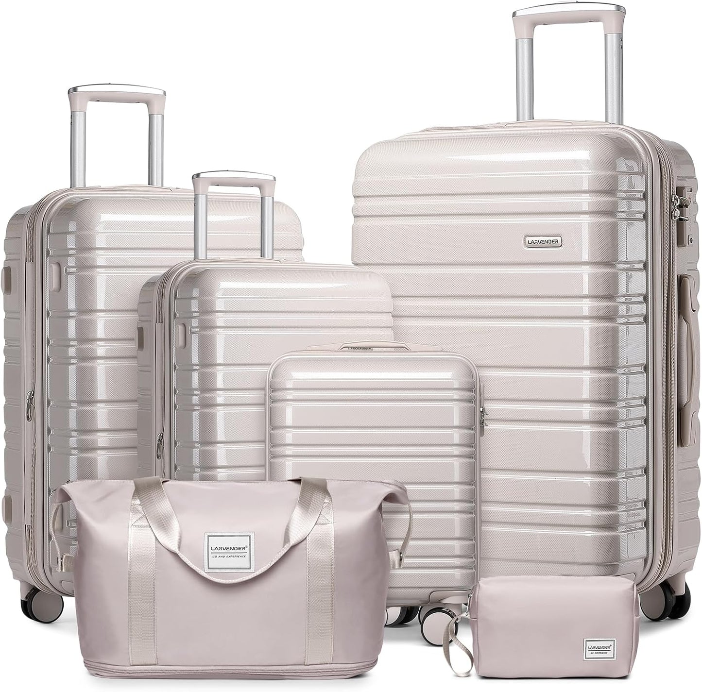 6-piece luggage set, expandable hardshell suitcase set with spinner wheels, lightweight rolling luggage set